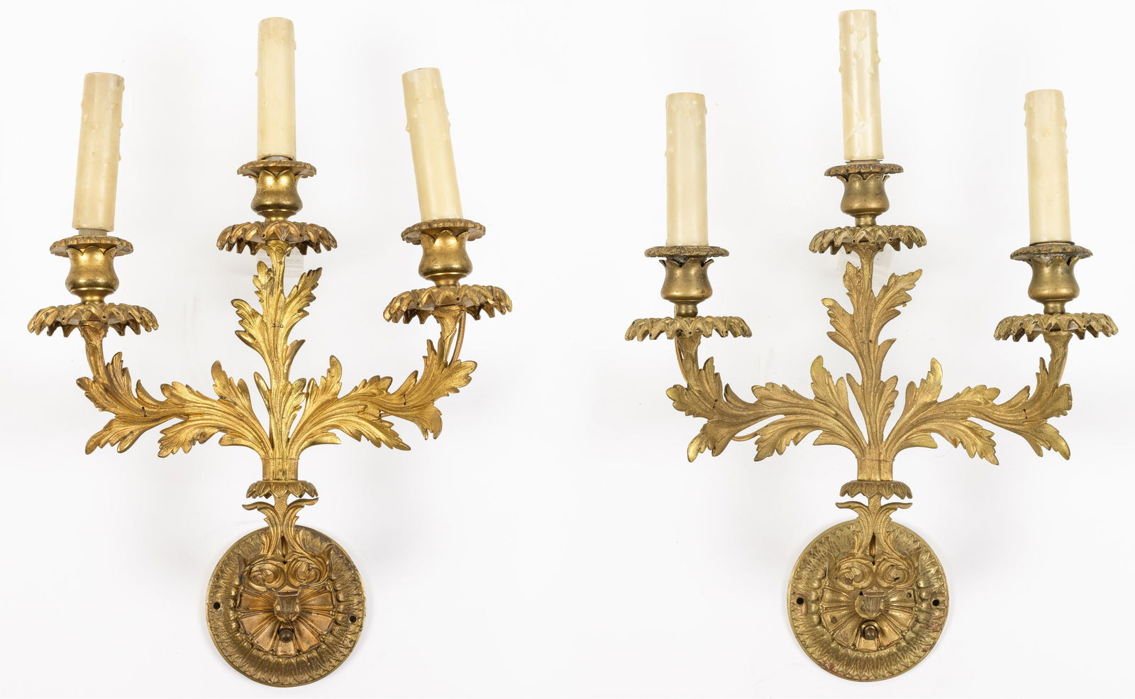 Pair of French 3-Light Wall Sconces (1 of 7)