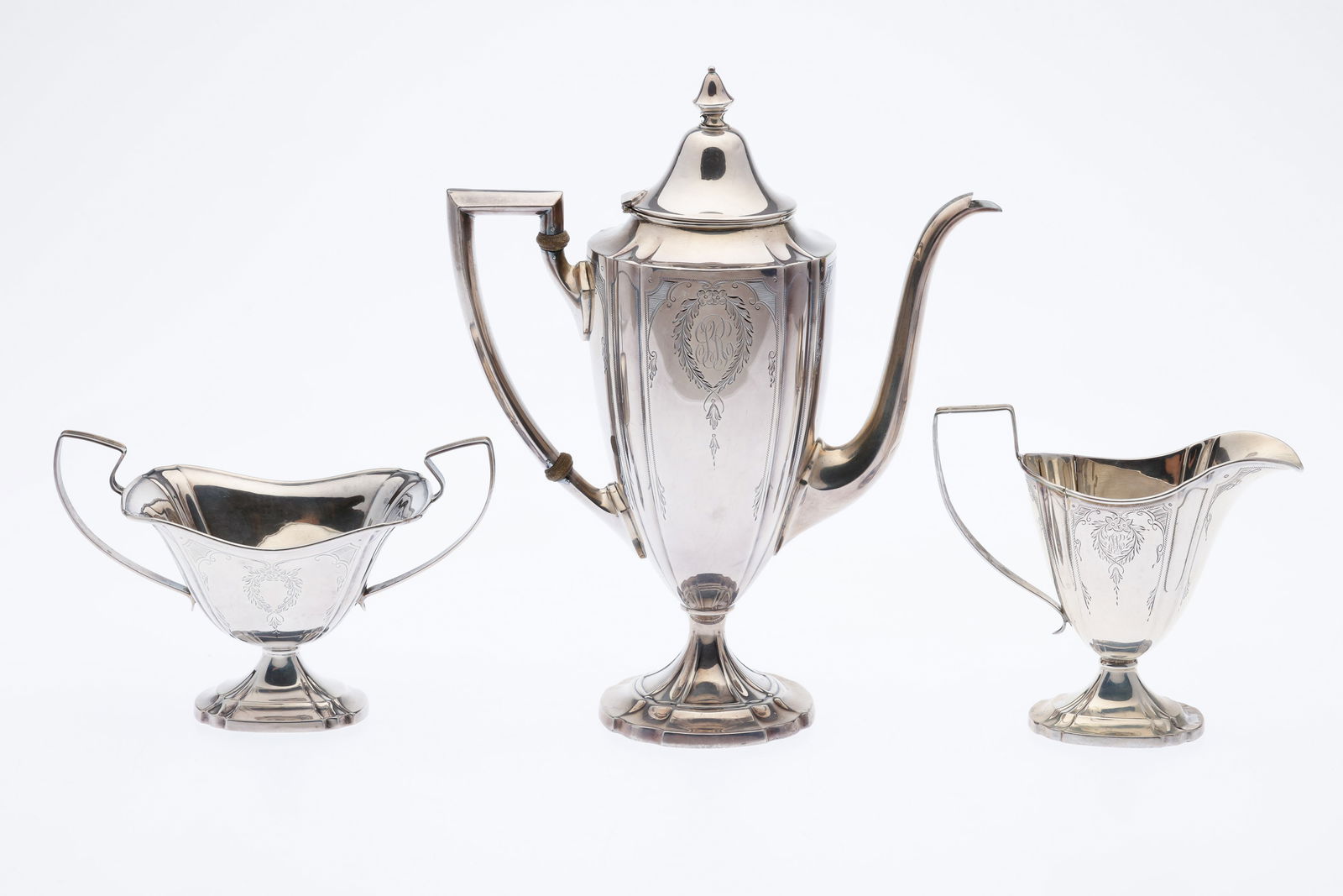 Webster Sterling Silver Three Piece Tea Set (1 of 10)