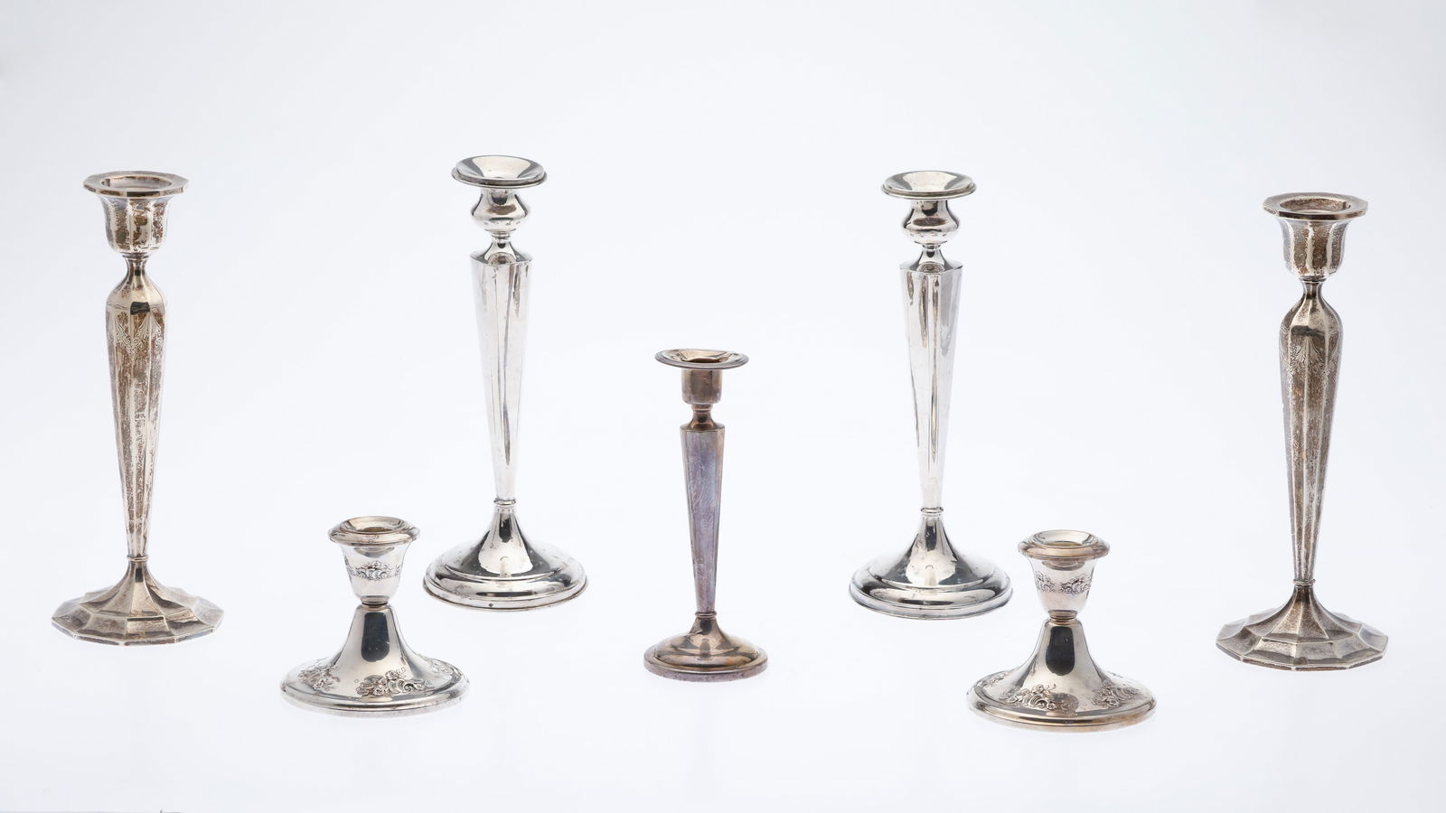 7 Sterling Silver Candlesticks (1 of 7)