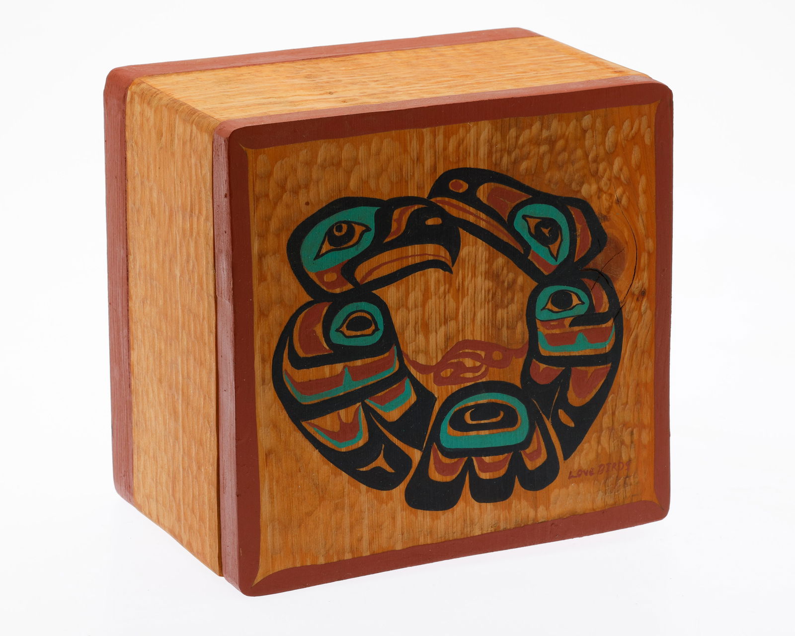 Unsigned, Love Birds, Painted Cedar Box (1 of 9)
