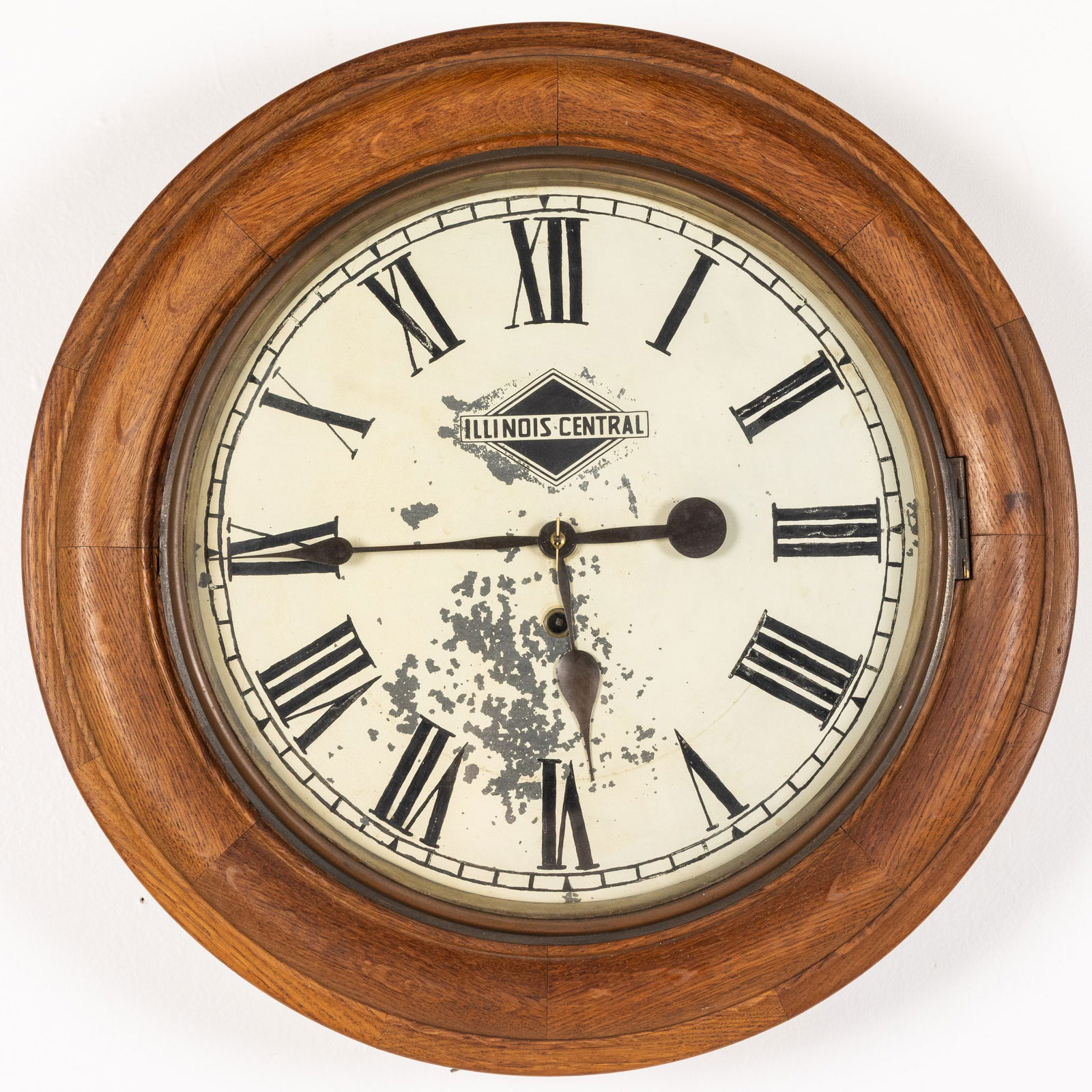 Illinois Central Railroad Stained Oak Wall Clock (1 of 11)