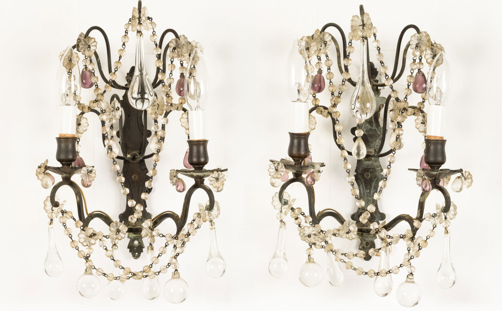 Pair of Crystal Drop Wall Sconces (1 of 14)