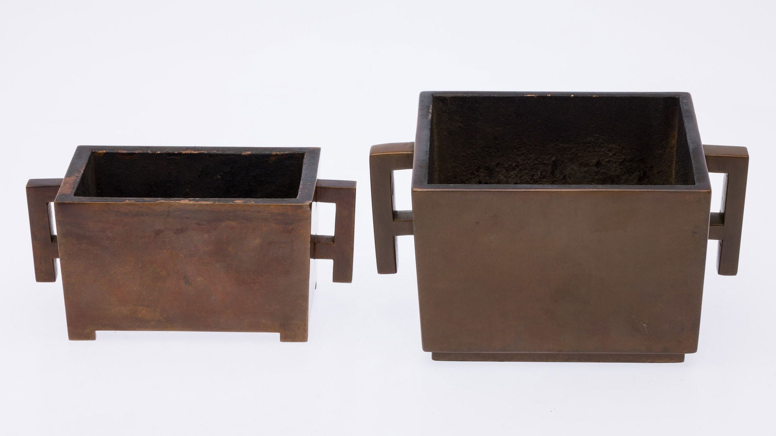 Two Chinese Square Sided Bronze Censers (1 of 10)