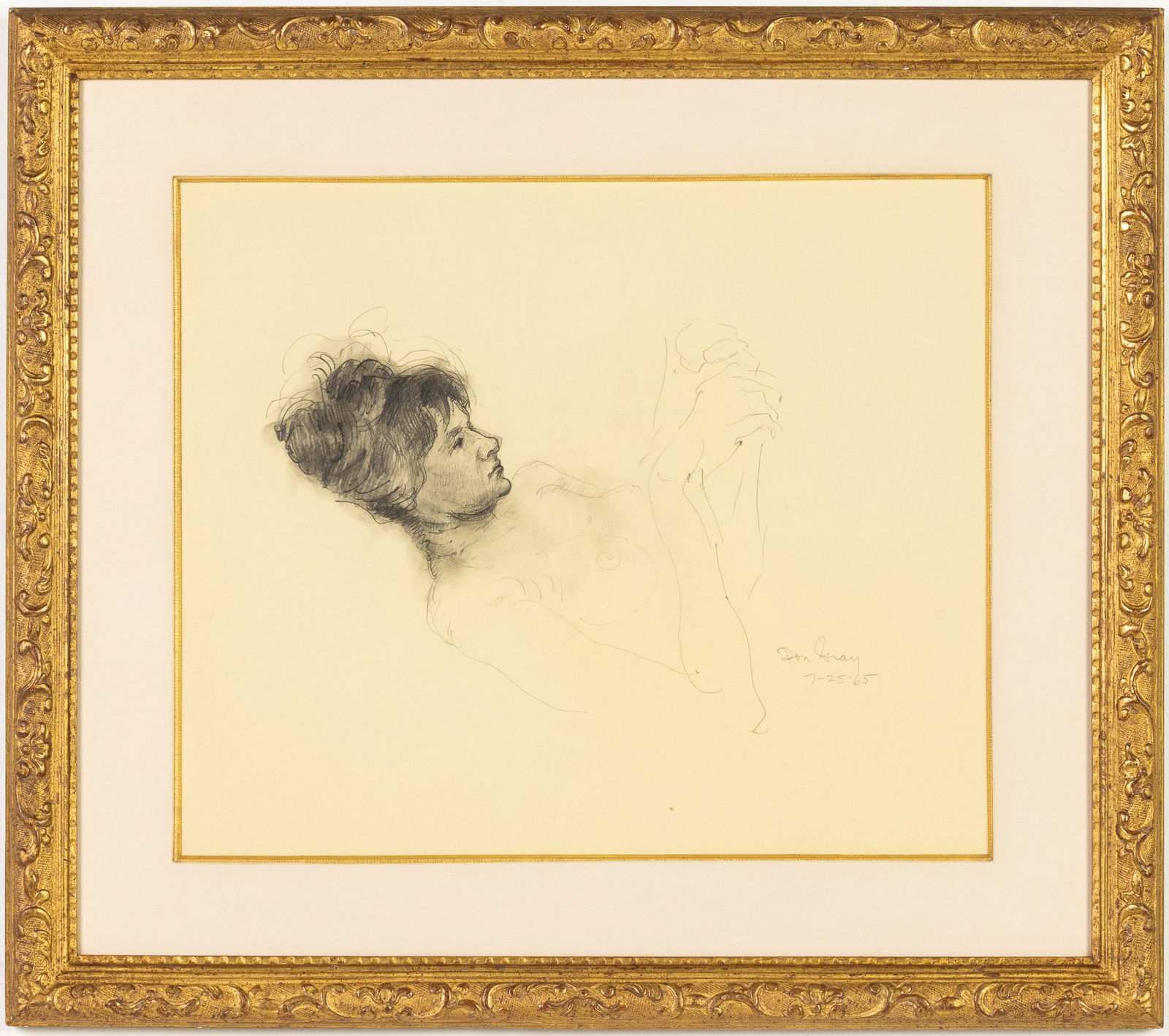 Don Gray (NY, b 1935) Study of a Woman Reading, 1965: Property from the Estate of Arthur B. Kouwenhoven Jr., Savannah, GA Description: Don Gray (New York, b. 1935), Study of a Woman Reading, Pencil on Paper, 1965, signed 'Don Gray' and dated '7-25-65