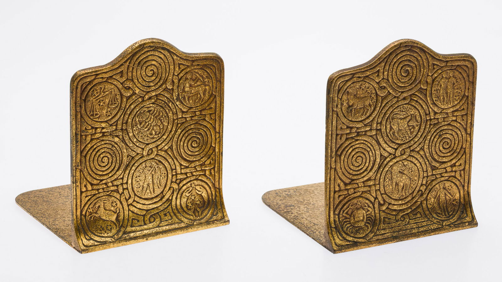 Tiffany Studios Zodiac Gilt Bronze Bookends (1 of 7)