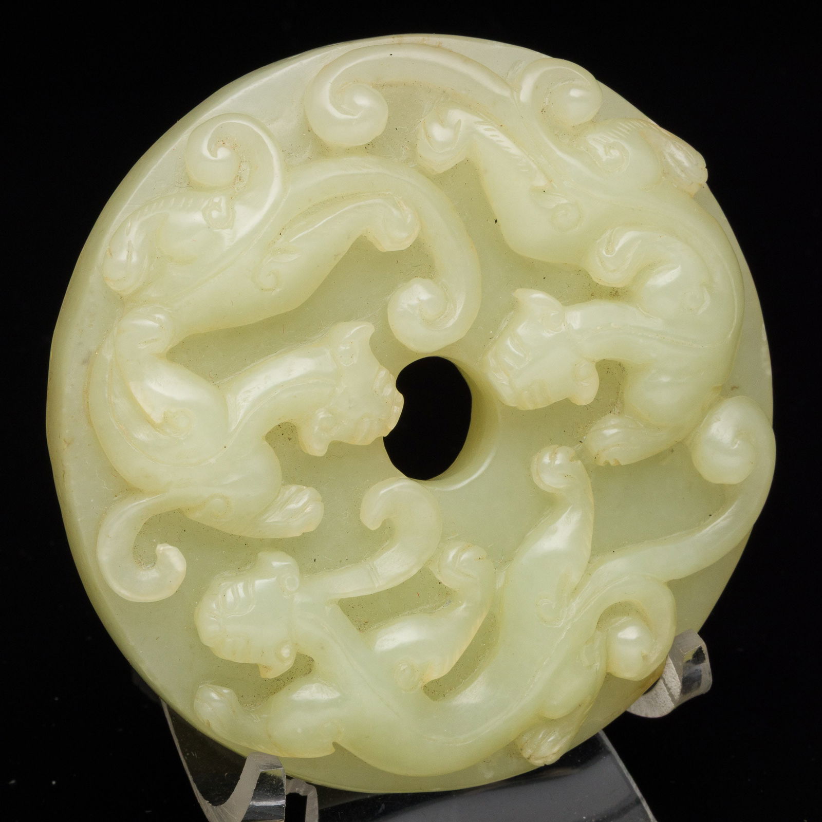 Chinese Celadon Jade Disk with Lions (1 of 5)