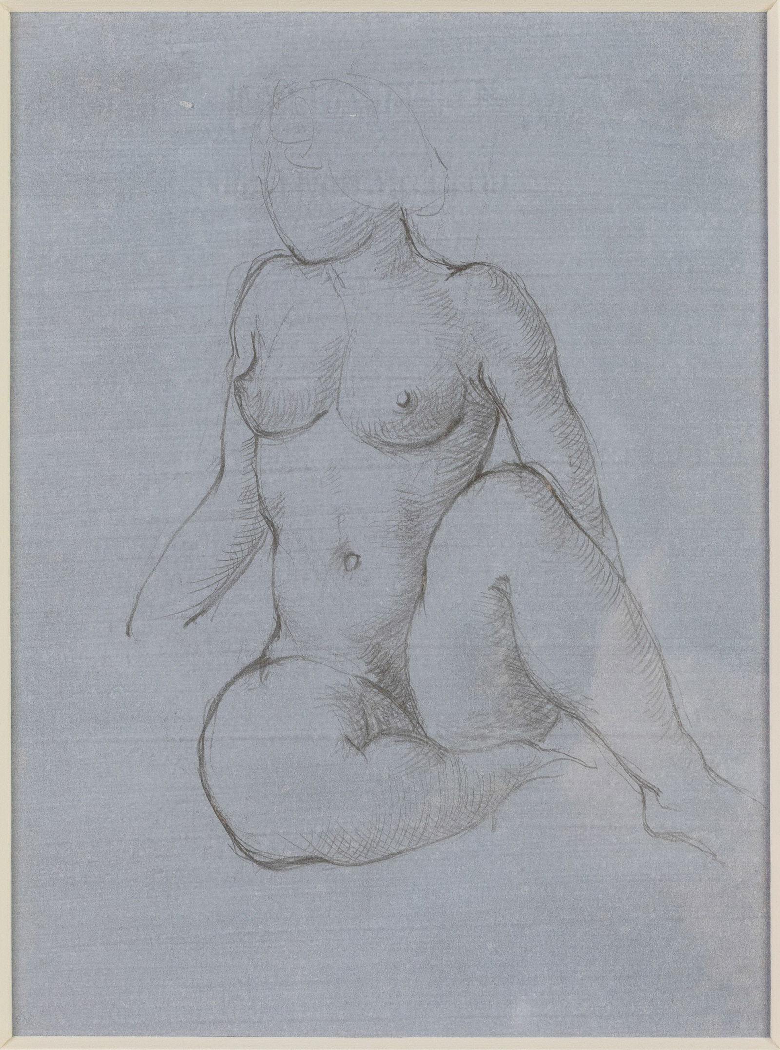 Unsigned, Seated Female Nude, Pencil Study: Property from the Estate of Arthur B. Kouwenhoven Jr., Savannah, GA Description: Unsigned, Seated Female Nude, Pencil Study, unsigned, possibly Paul Goadby Stone (GA/NC/MA, 1928-1976) or Paul Cadm