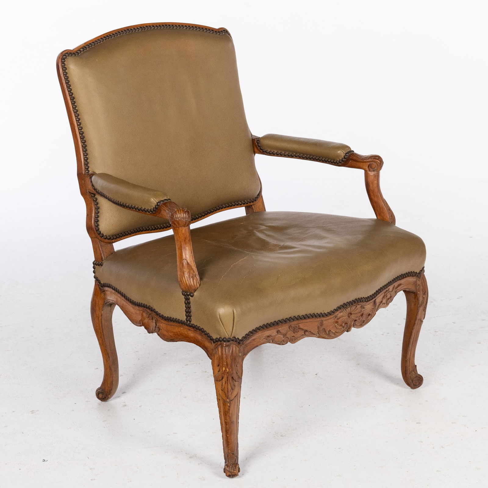 Louis XV Leather Library Armchair, 18th C (1 of 16)