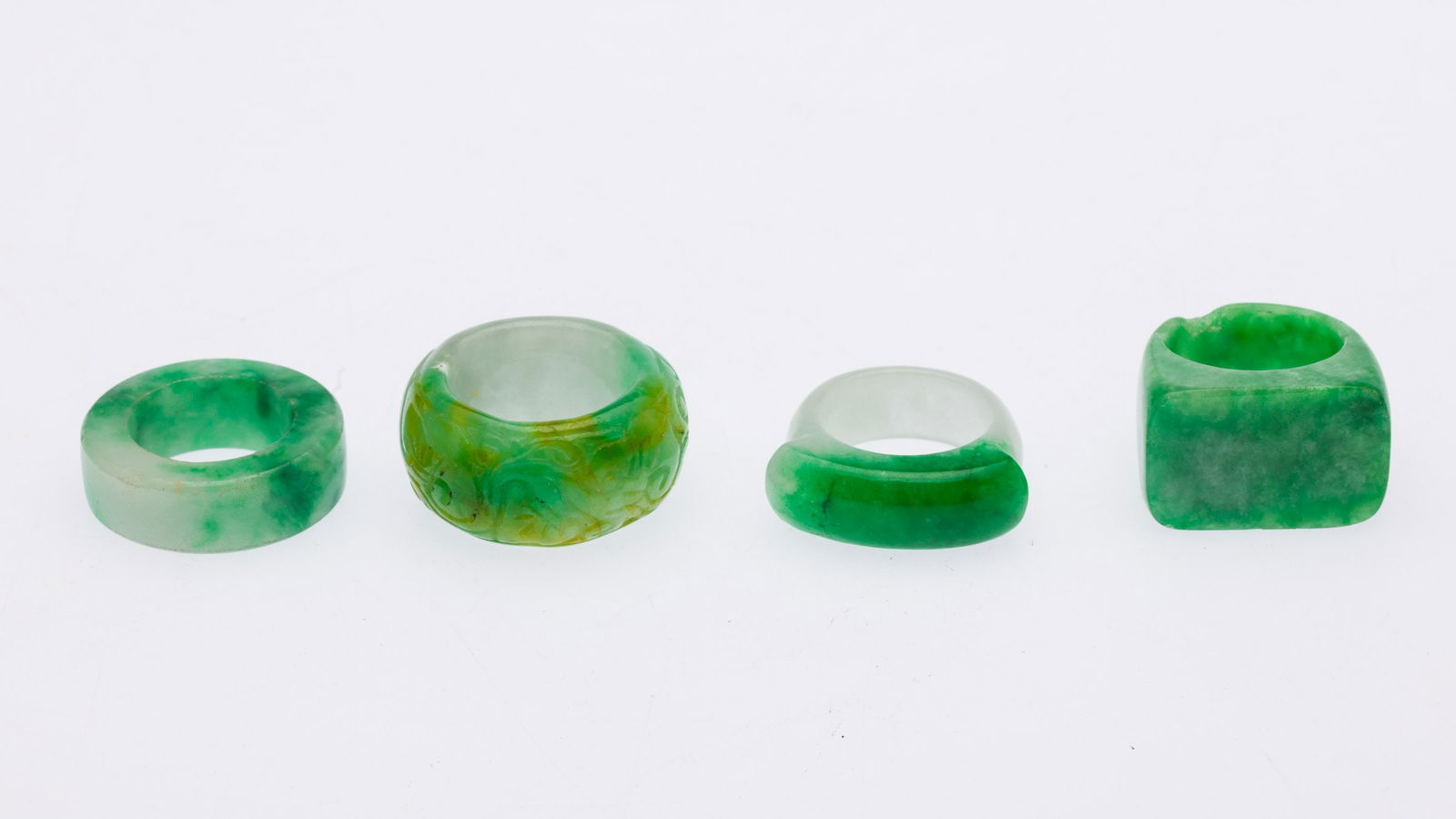4 Chinese Jadeite Archers Rings (1 of 7)