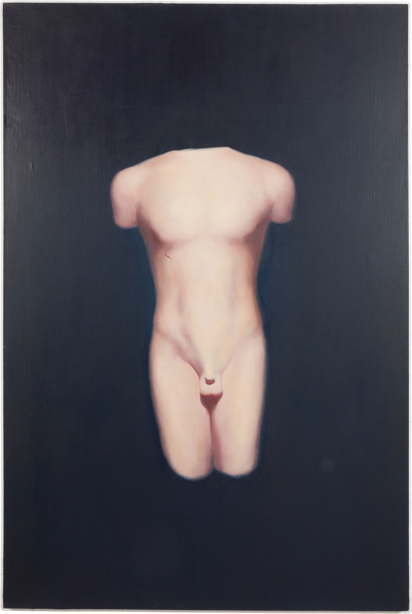 Caomin Xie, Male Torso A, 2001, Oil on Linen: Property from the Estate of Arthur B. Kouwenhoven Jr., Savannah, GA Description: Caomin Xie (China/GA, 20th/21st C), Male Torso A, 2001, Oil on Linen, signed and dated 2001 on verso, with gallery