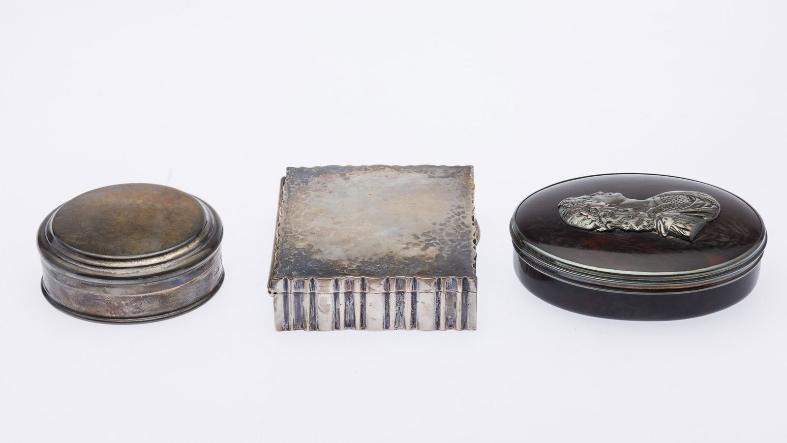 Two Sterling Silver Boxes and a Tortoiseshell Box - 2