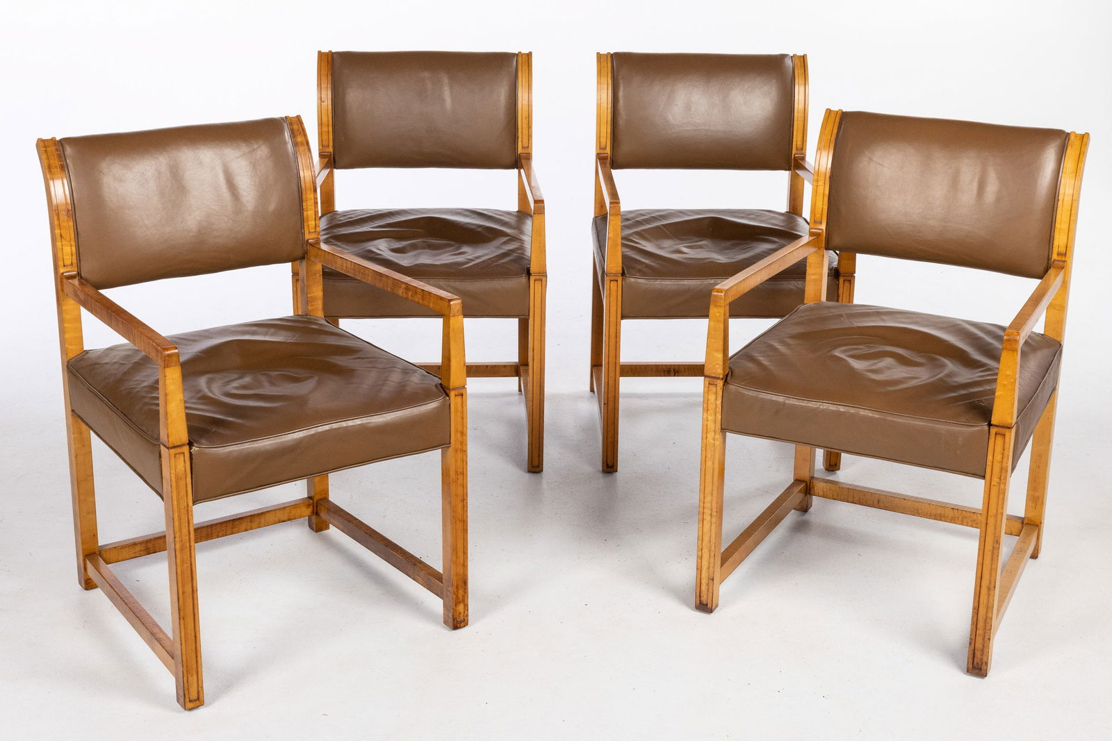Four Mid Century Leather Upholstered Armchairs (1 of 13)