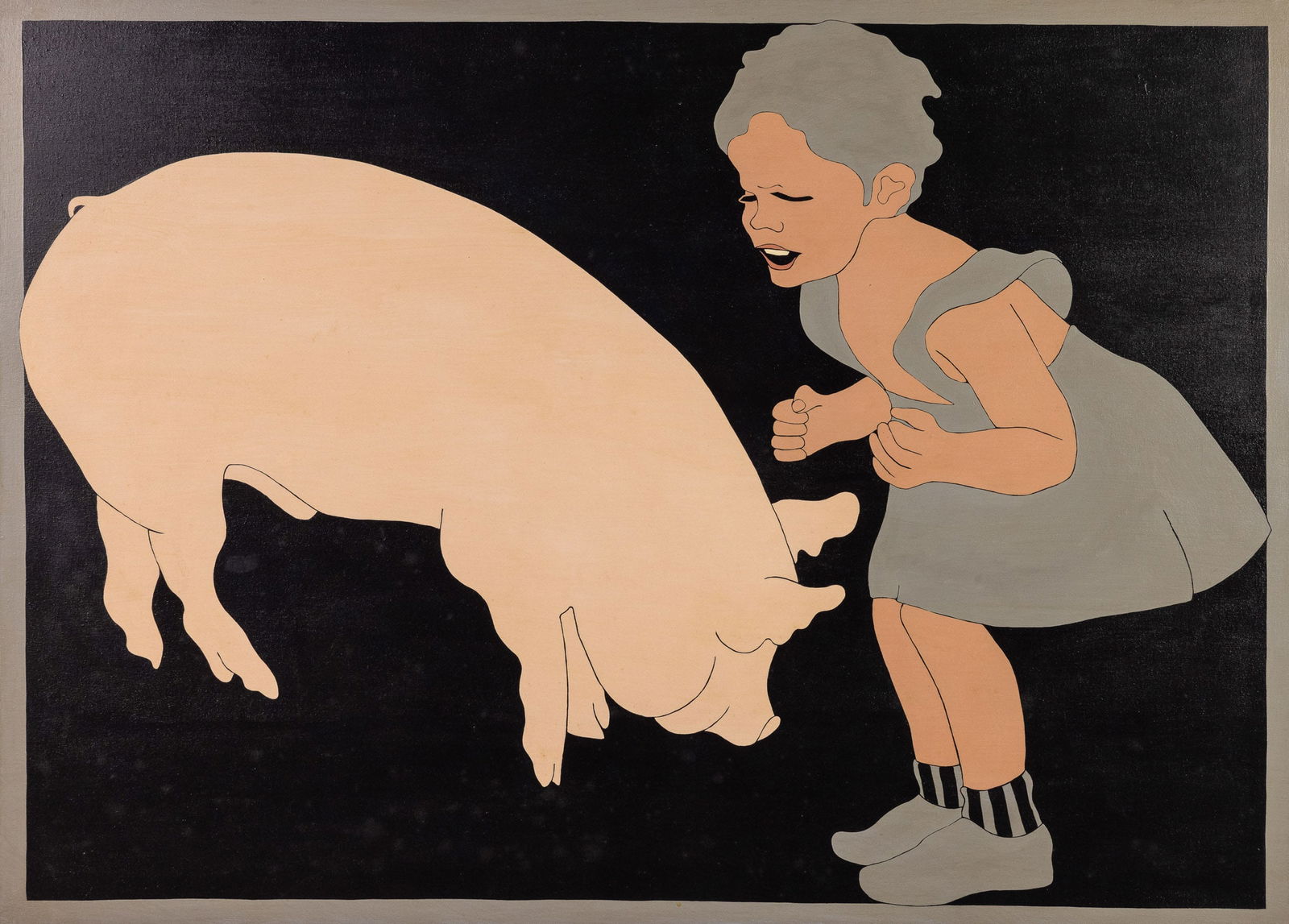 John Wesley, Floating Pig, Acrylic on Canvas, 1967: Property from the Estate of Arthur B. Kouwenhoven Jr., Savannah, GA Description: John Wesley (NY/CA, b. 1928) , Floating Pig, Acrylic on Canvas, 1967, signed, titled and dated 1967 on back of canv