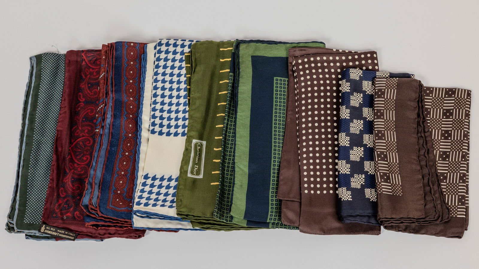 9 Silk Pocket Squares including Dior (1 of 14)