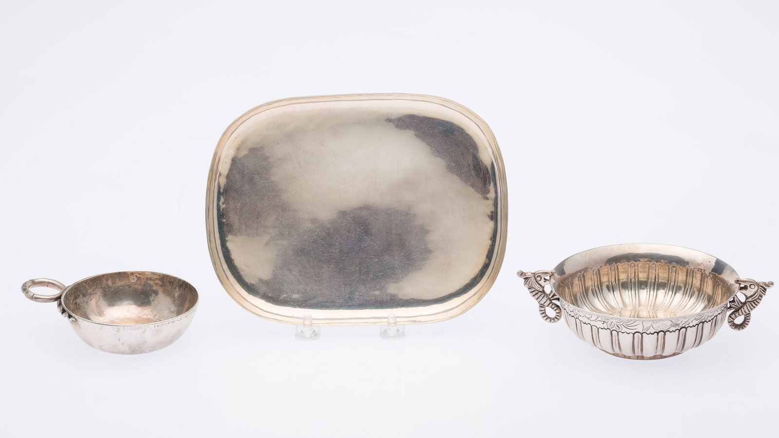 Silver Wine Taster, Allan Adler Tray & Mexican Bowl (1 of 14)