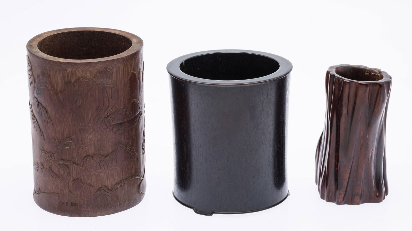 Two Hardwood Brushpots and a Bamboo Brushpot (1 of 14)