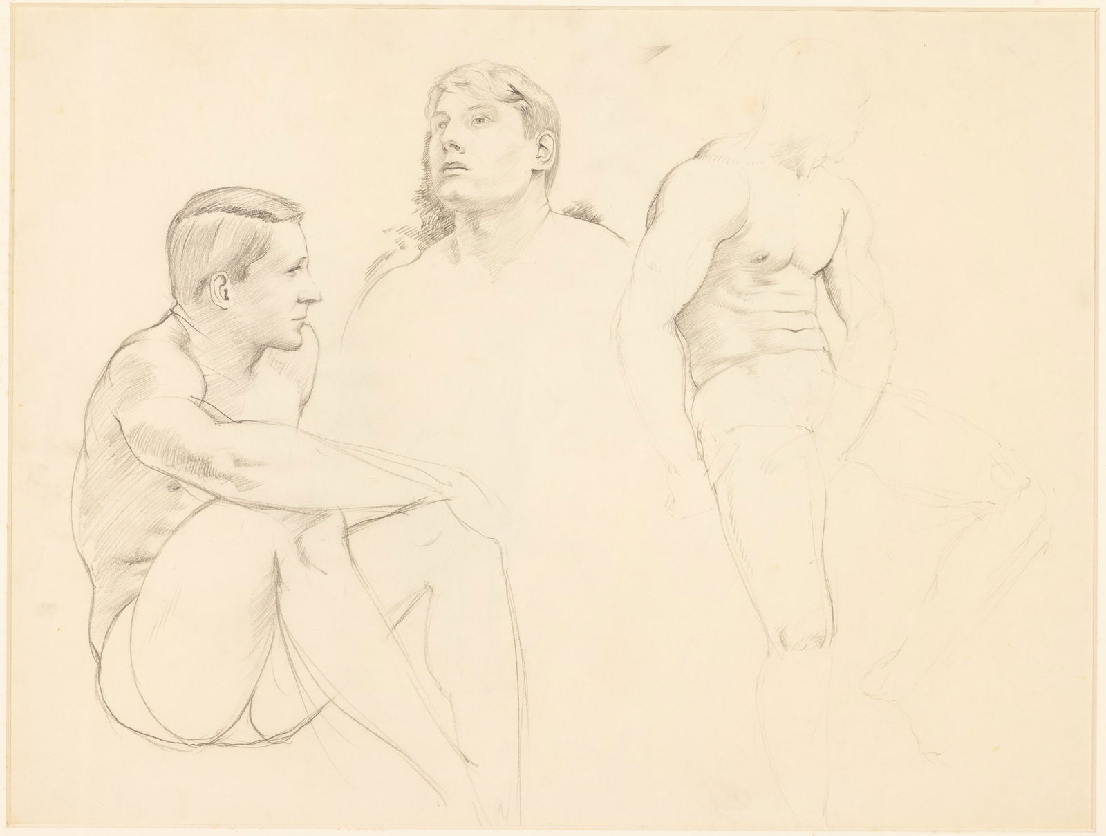 Paul Stone (1928-1976), Double Sided Figure Studies: Property from the Estate of Arthur B. Kouwenhoven Jr., Savannah, GA Description: Paul Goadby Stone (GA/NC/MA, 1928-1976), Double Sided Figure Studies, Pencil on Paper, unsigned, the front with 3 f