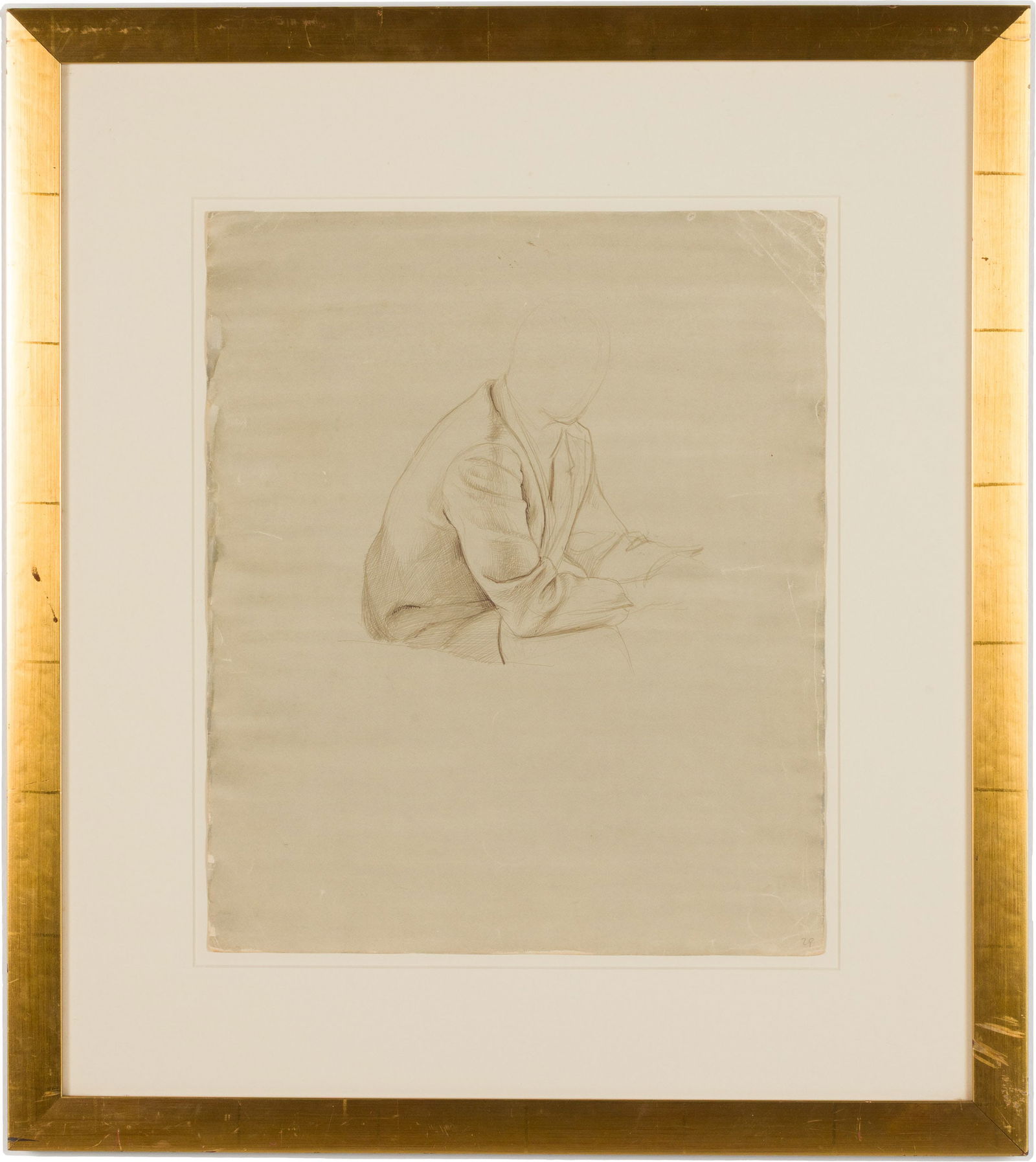 Paul Stone, Seated Man Study, Graphite and Wash: Property from the Estate of Arthur B. Kouwenhoven Jr., Savannah, GA Description: Paul Goadby Stone (GA/NC/MA, 1928-1976), Seated Man Study, Graphite and Wash, unsigned, the seated figure on a ligh