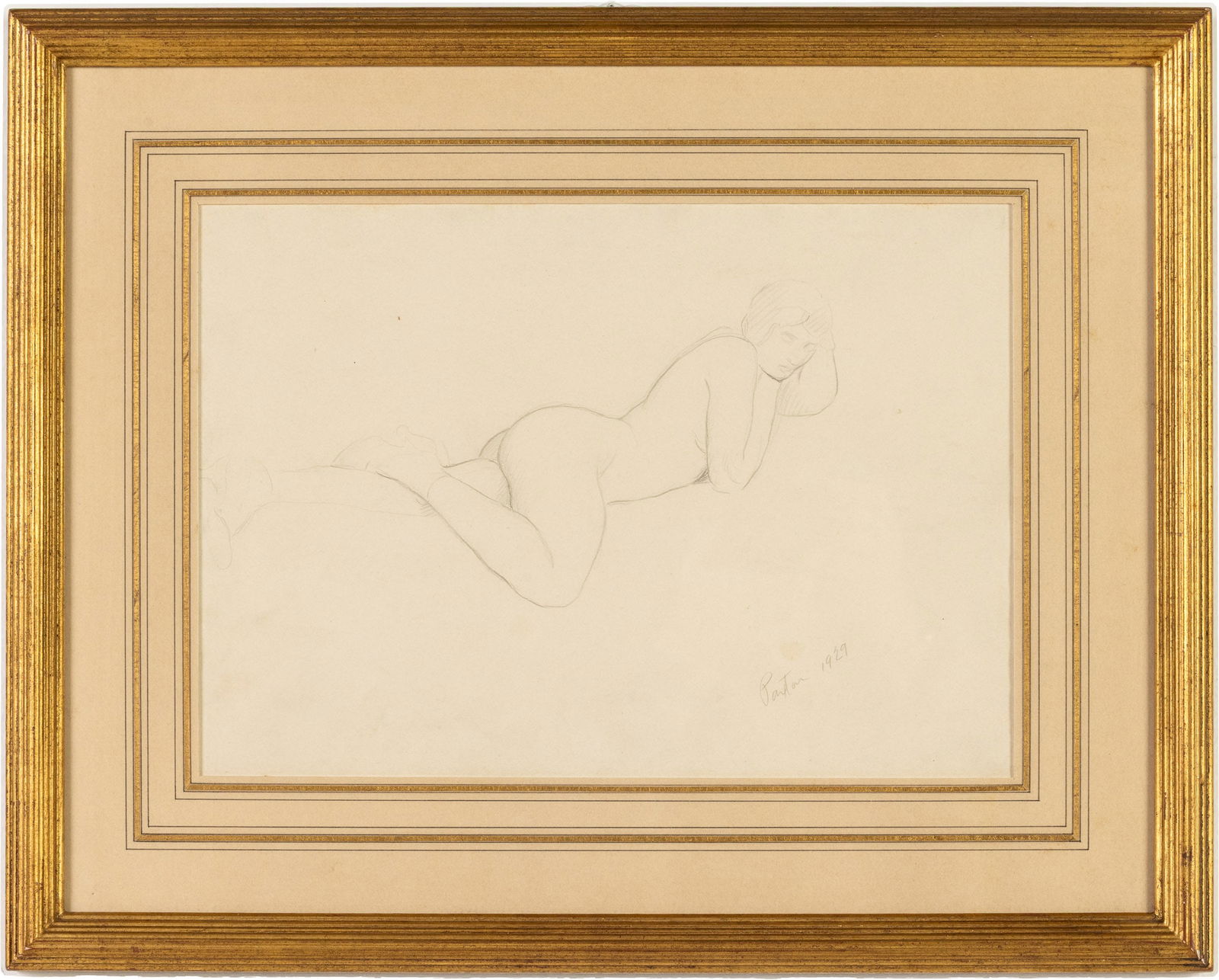William McGregor Paxton (1869-1941) Female Nude 1929: Property from the Estate of Arthur B. Kouwenhoven Jr., Savannah, GADescription: William McGregor Paxton (MA/MD, 1869 - 1941), Reclining Female Nude, 1929, Pencil Study, signed and dated 1929 lower