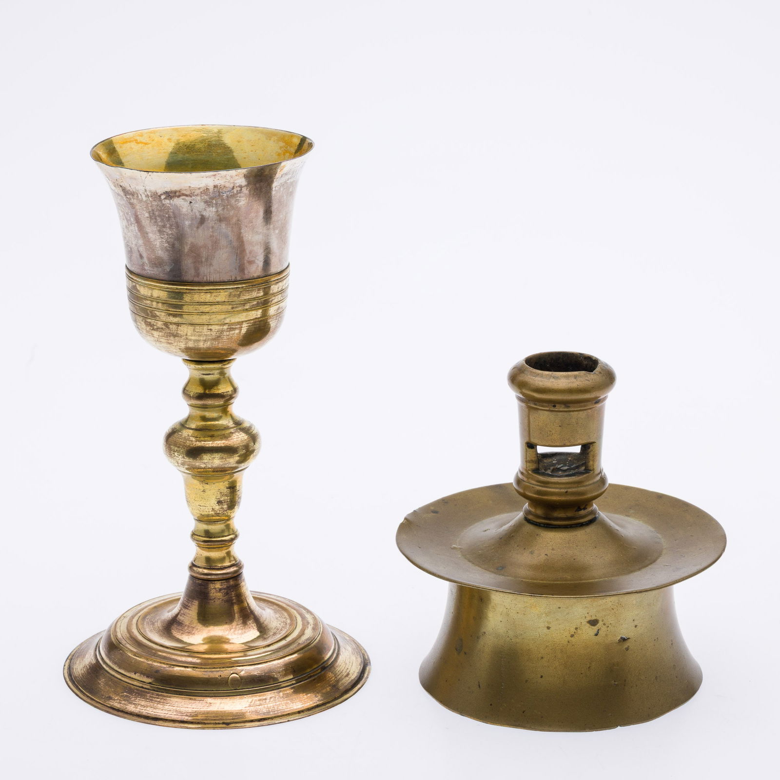 Early Brass Goblet and Candlestick (1 of 6)