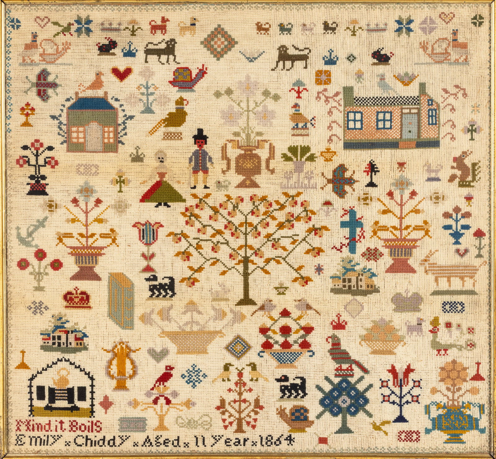Needlework Sampler Dated 1864 - 3