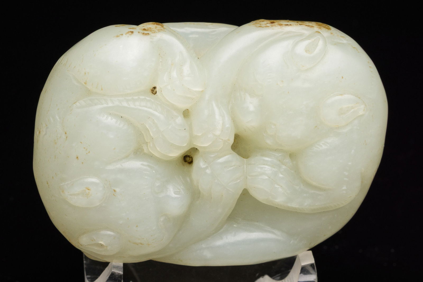 Chinese Carved Celadon Jade Cat Pendant (1 of 5)