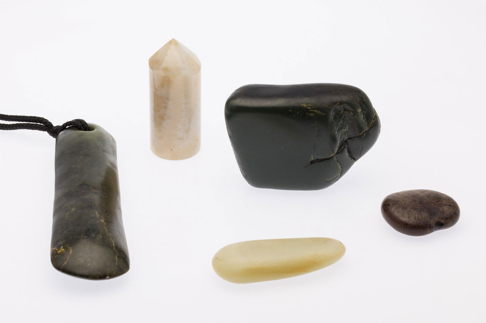 Five Stone Articles with Leather Pouch - 2