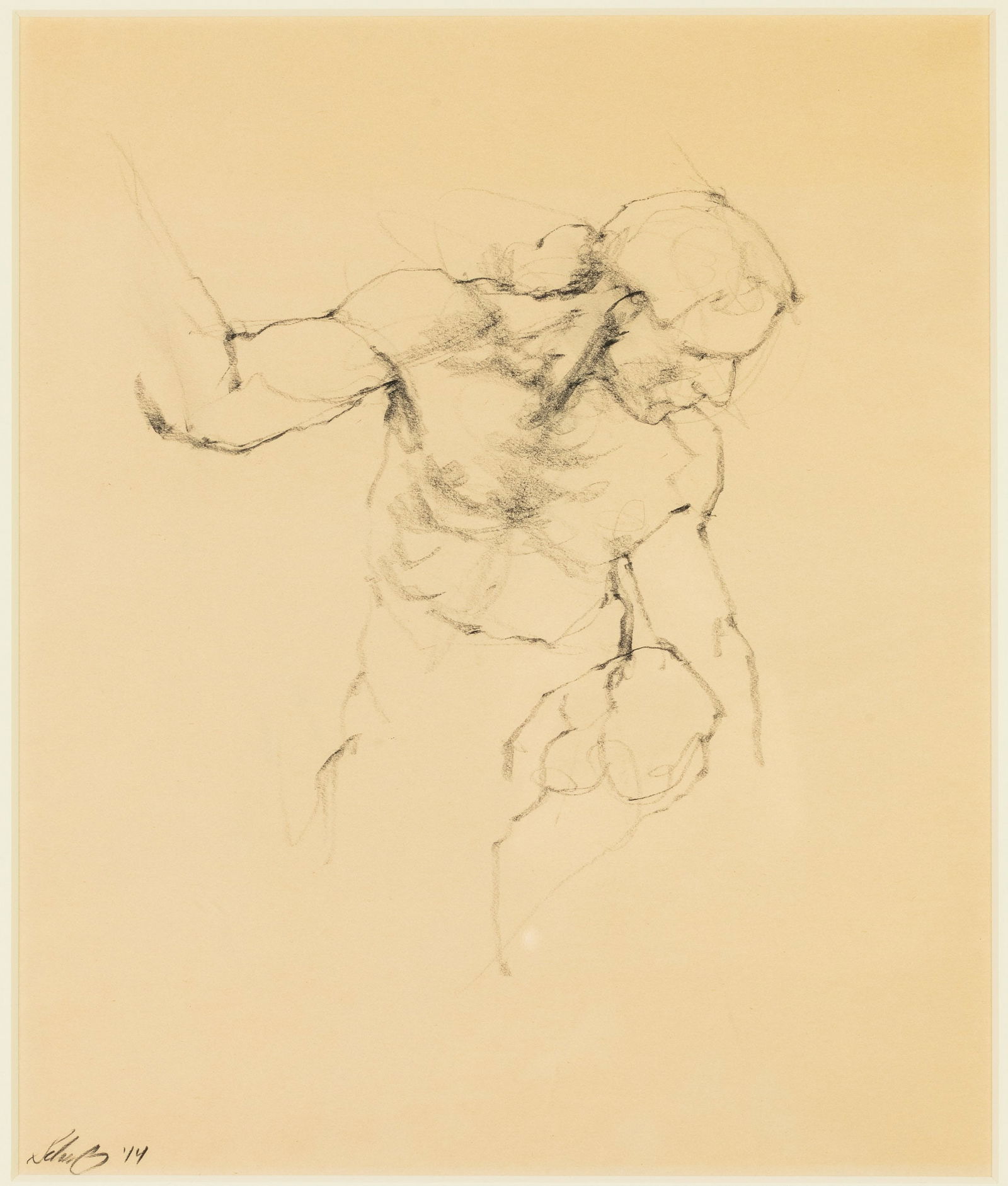 Suzy Schultz, Figure Study, Pencil on Paper: Property from the Estate of Arthur B. Kouwenhoven Jr., Savannah, GADescription: Suzy Schultz (American, 20/21st C), Figure Study, Pencil on Paper, signed and dated '14 lower left, matted and framed. 