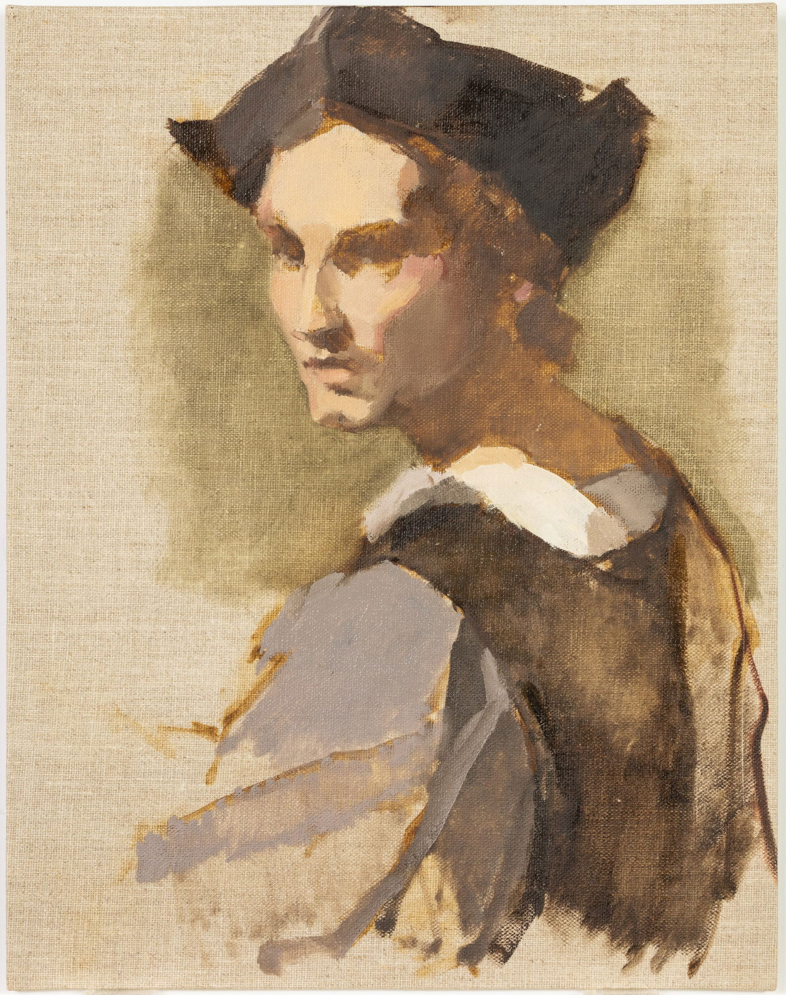 Mary Hartman, Portrait After Andrea Del Sarto, O/B: Property from the Estate of Arthur B. Kouwenhoven Jr., Savannah, GADescription: Mary Hartman (Savannah, 20th/21st C), Portrait After Andrea Del Sarto, Oil on Board, signed, dated 2024, and inscribed