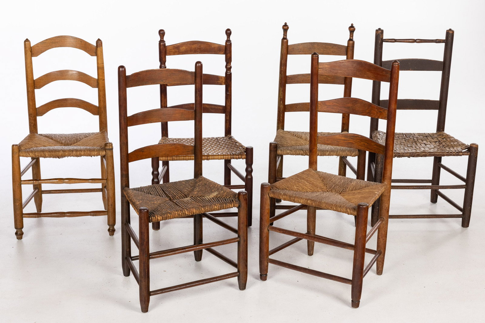 6 Ladderback Side Chairs, 19th C (1 of 13)