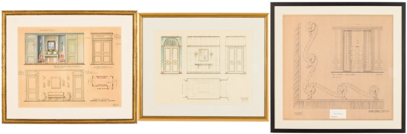 3 Framed Renderings by Bennett Portago, c. 1960's (1 of 20)