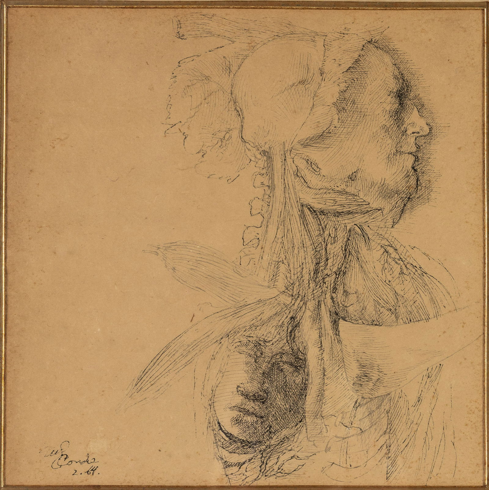 Miguel Conde (b. 1939), Study of Two Faces, Pencil (1 of 11)