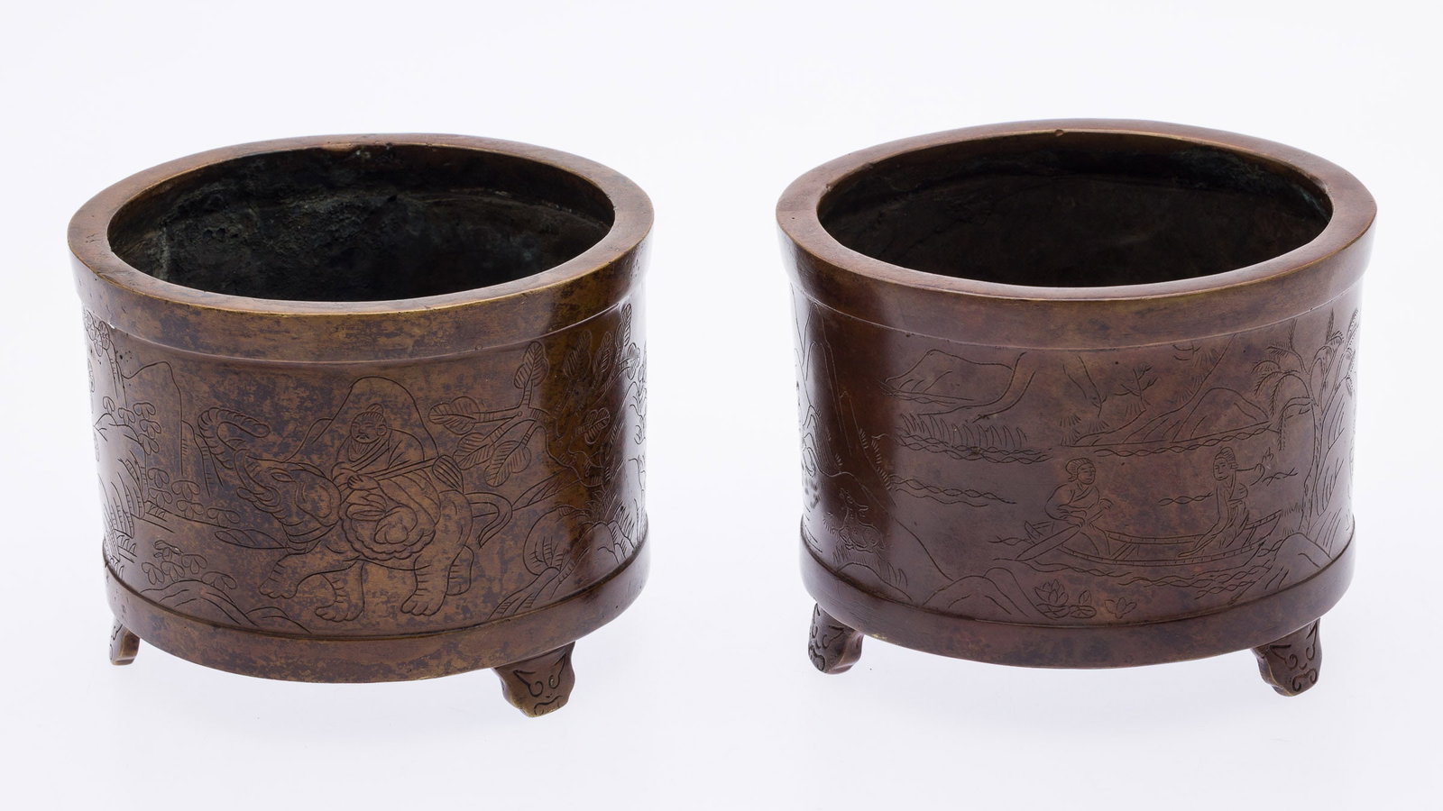 Pair of Chinese Circular Bronze Censers (1 of 10)