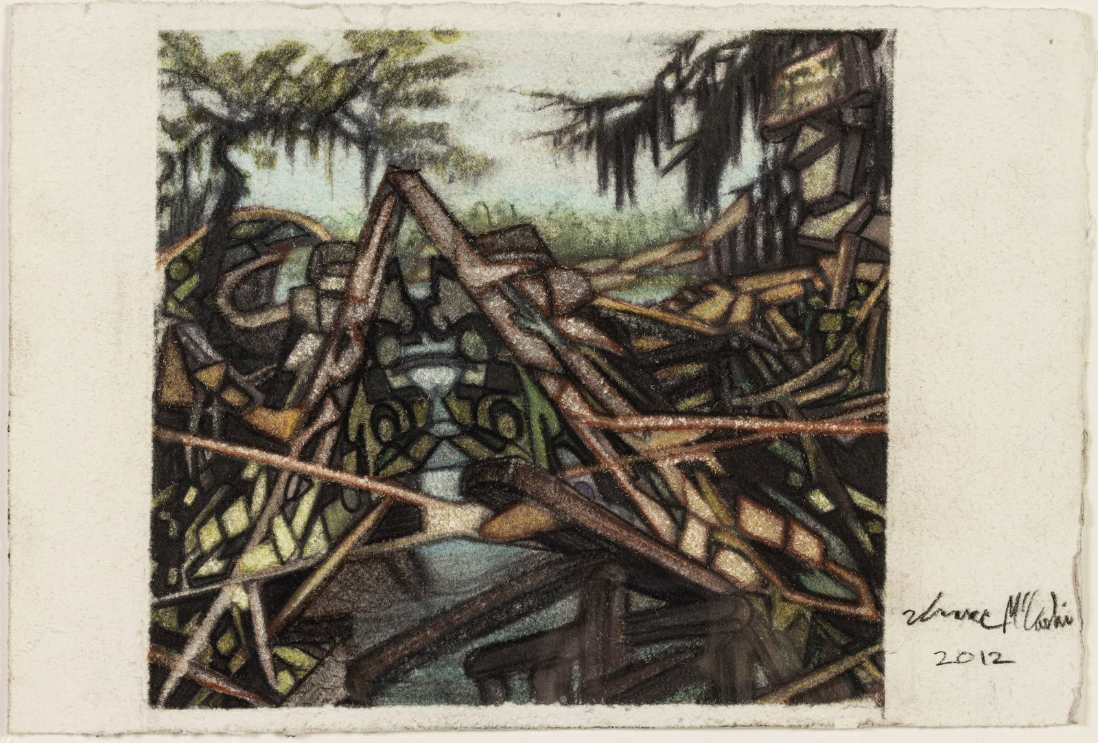 Isaac McCaslin, Abstract Landscape, 2012, Pastel: Property from the Estate of Arthur B. Kouwenhoven Jr., Savannah, GA Description: Isaac McCaslin (Savannah, GA, 21st C), Abstract Landscape, 2012, Pastel on Paper, signed and dated 2012 lower right