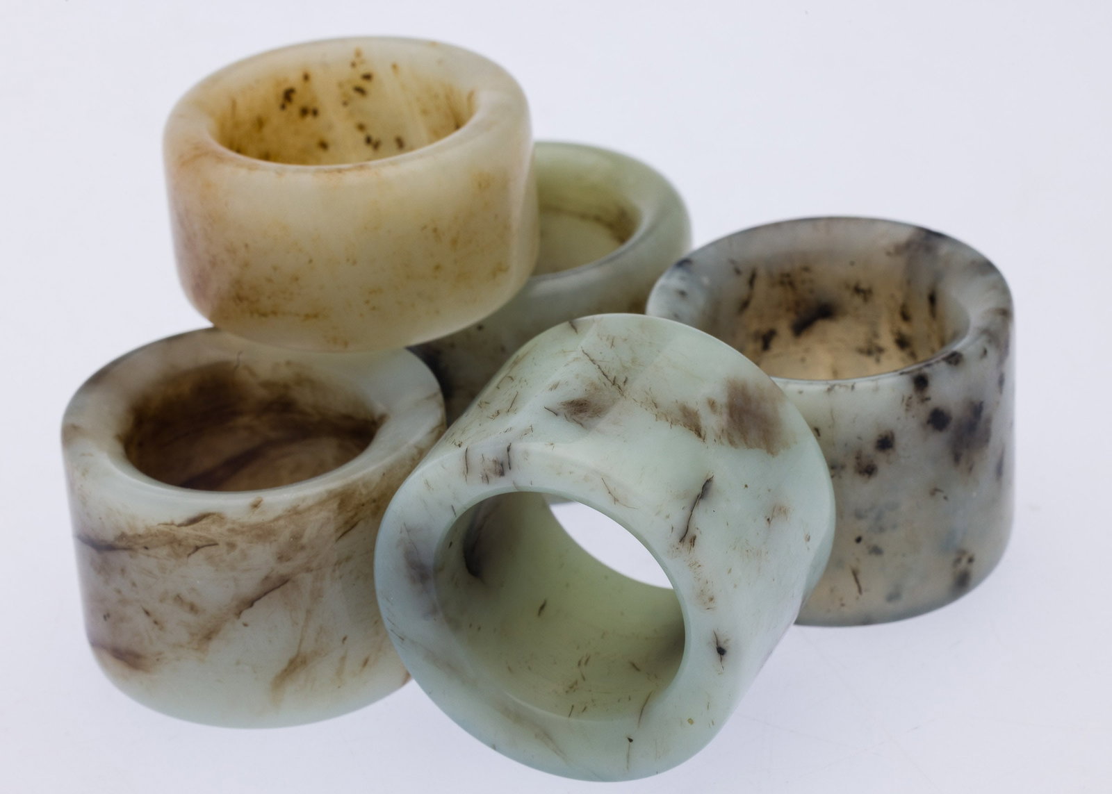 Five Chinese Stone Archers Rings (1 of 8)