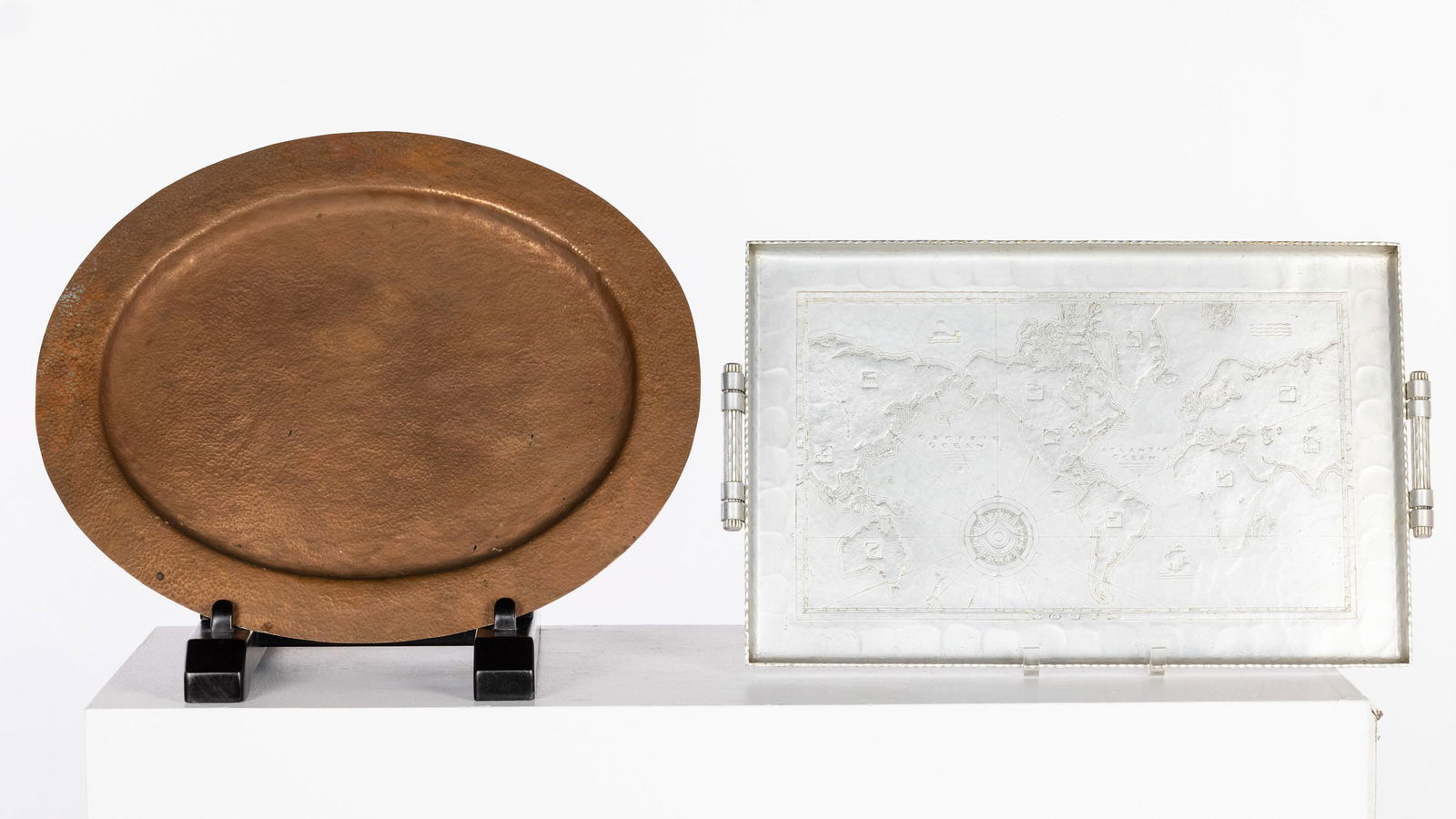 Hand Hammered Copper Oval Tray and a Metal Tray (1 of 9)