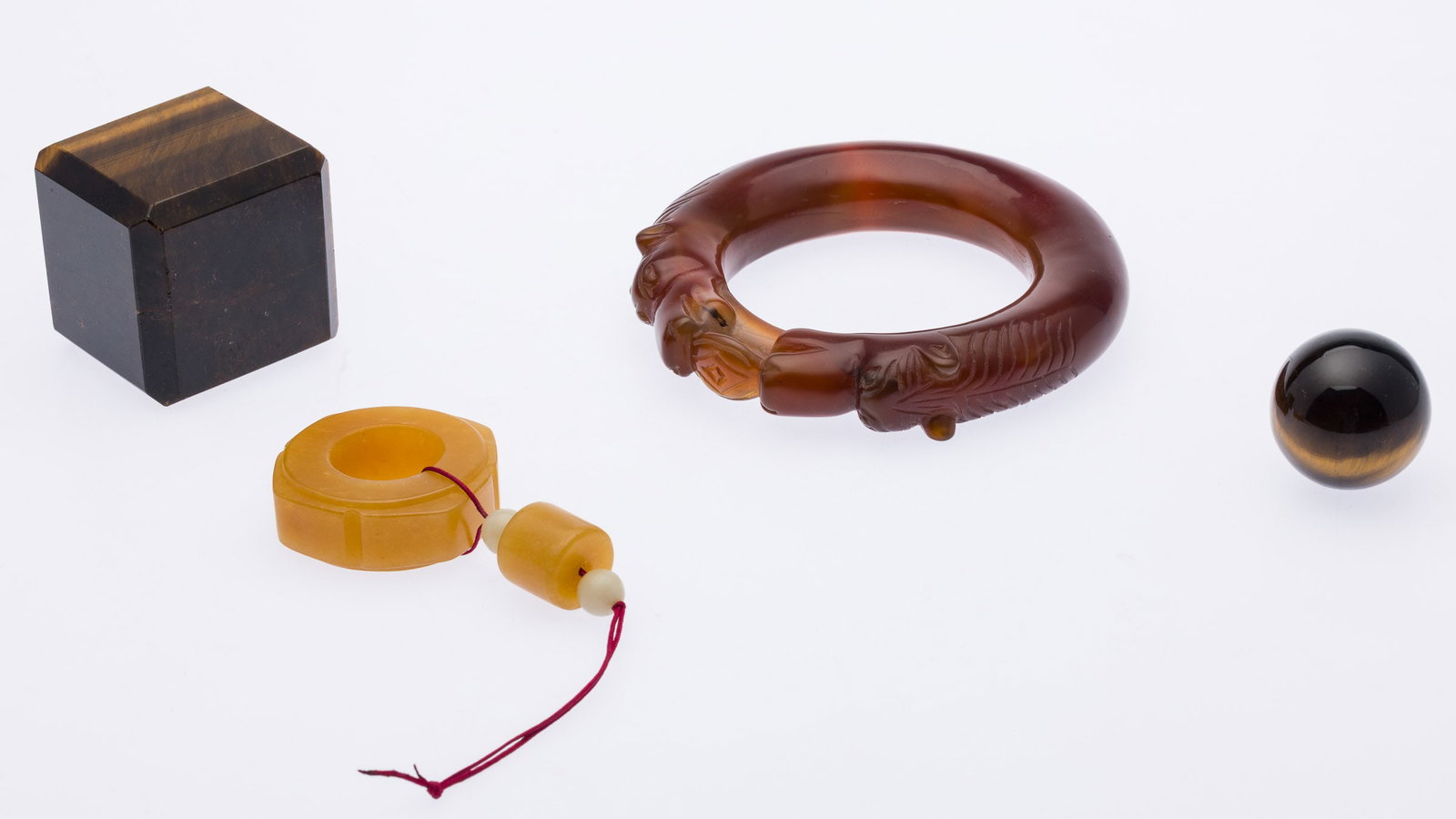 Tigers Eye Cube & Sphere, Stone Pendant & Bracelet (1 of 8)