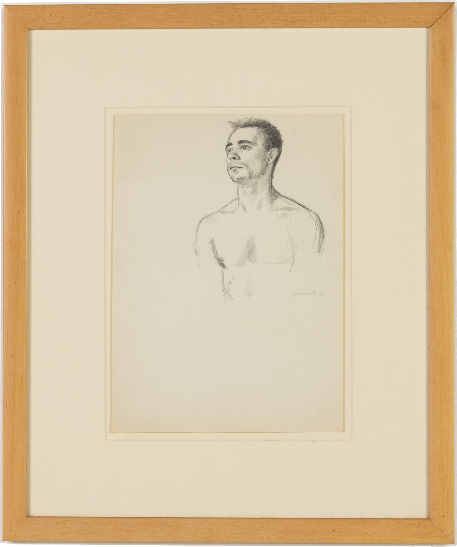 Tomasello, Portrait Study of a Man,1962, Pencil: Property from the Estate of Arthur B. Kouwenhoven Jr., Savannah, GADescription: Signed 'Tomasello', Portrait Study of a Man,1962, Pencil on Paper, pencil signed and dated '62 on mid right side,