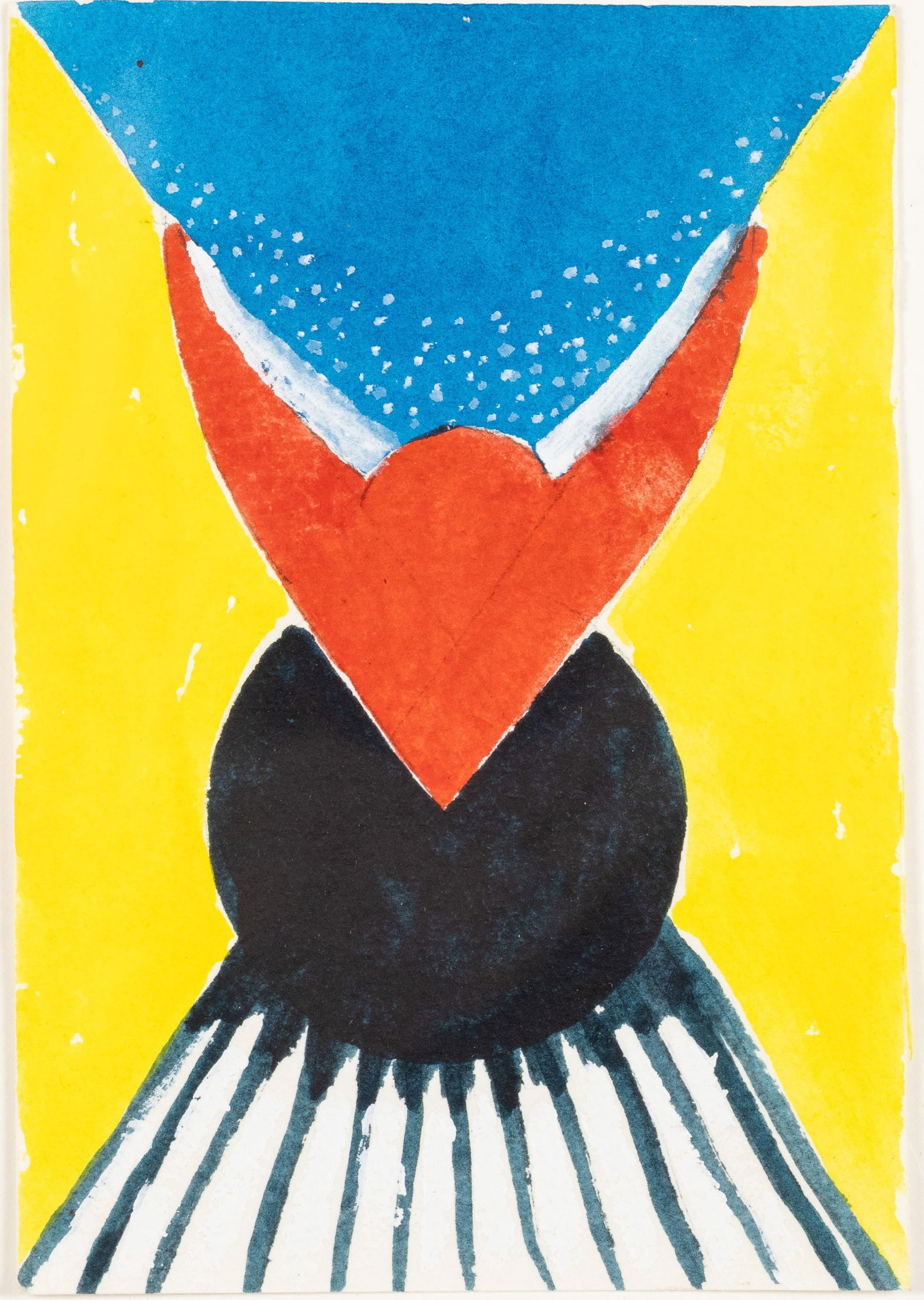 Untitled Abstract, Watercolor on Paper: Property from the Estate of Arthur B. Kouwenhoven Jr., Savannah, GADescription: Untitled Abstract, Watercolor on Paper, unsigned, in yellow, blue, red and white, floating in a mat and frame. Frame