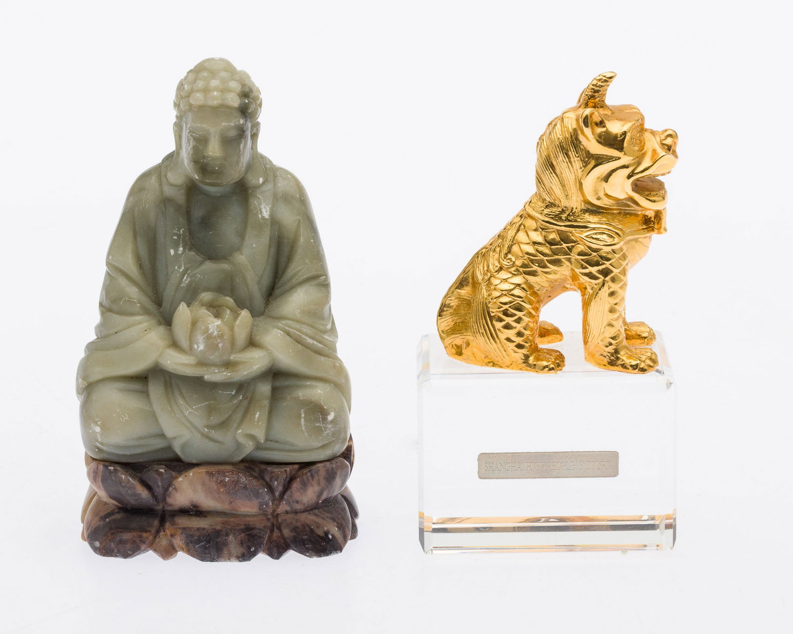 Small Chinese Fu Dog and Carved Stone Buddha (1 of 8)