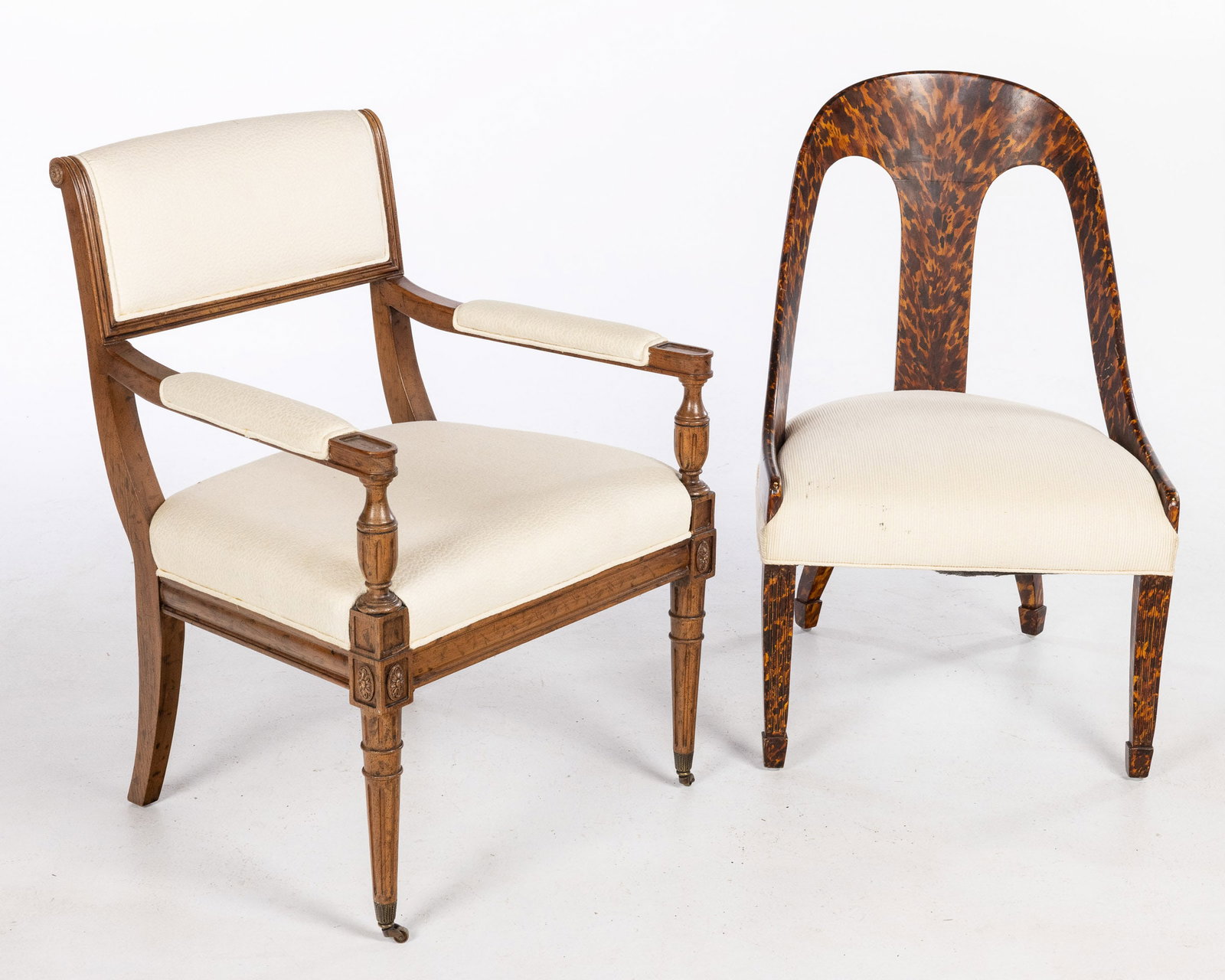 Faux Painted Klismos Chair & French Style Armchair (1 of 15)