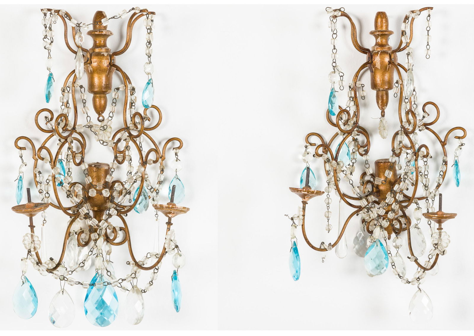 Pair of French Metal and Glass Wall Lights (1 of 15)
