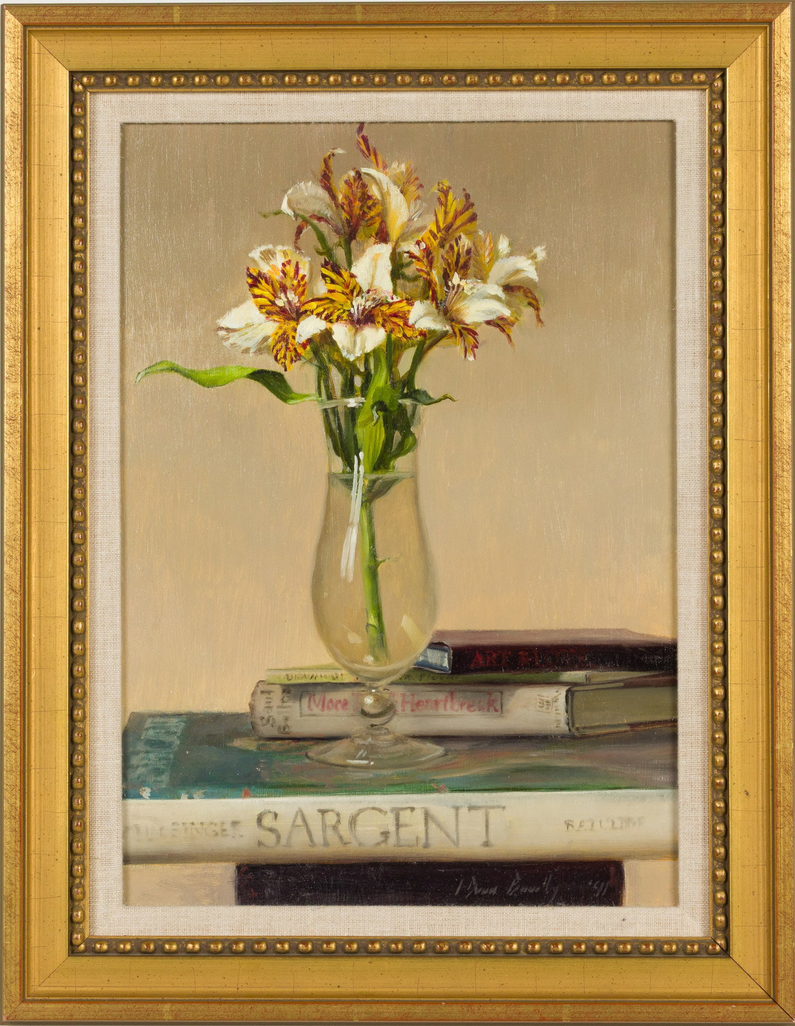 Illegibly Signed, Floral Still Life w Book, O/C (1 of 12)