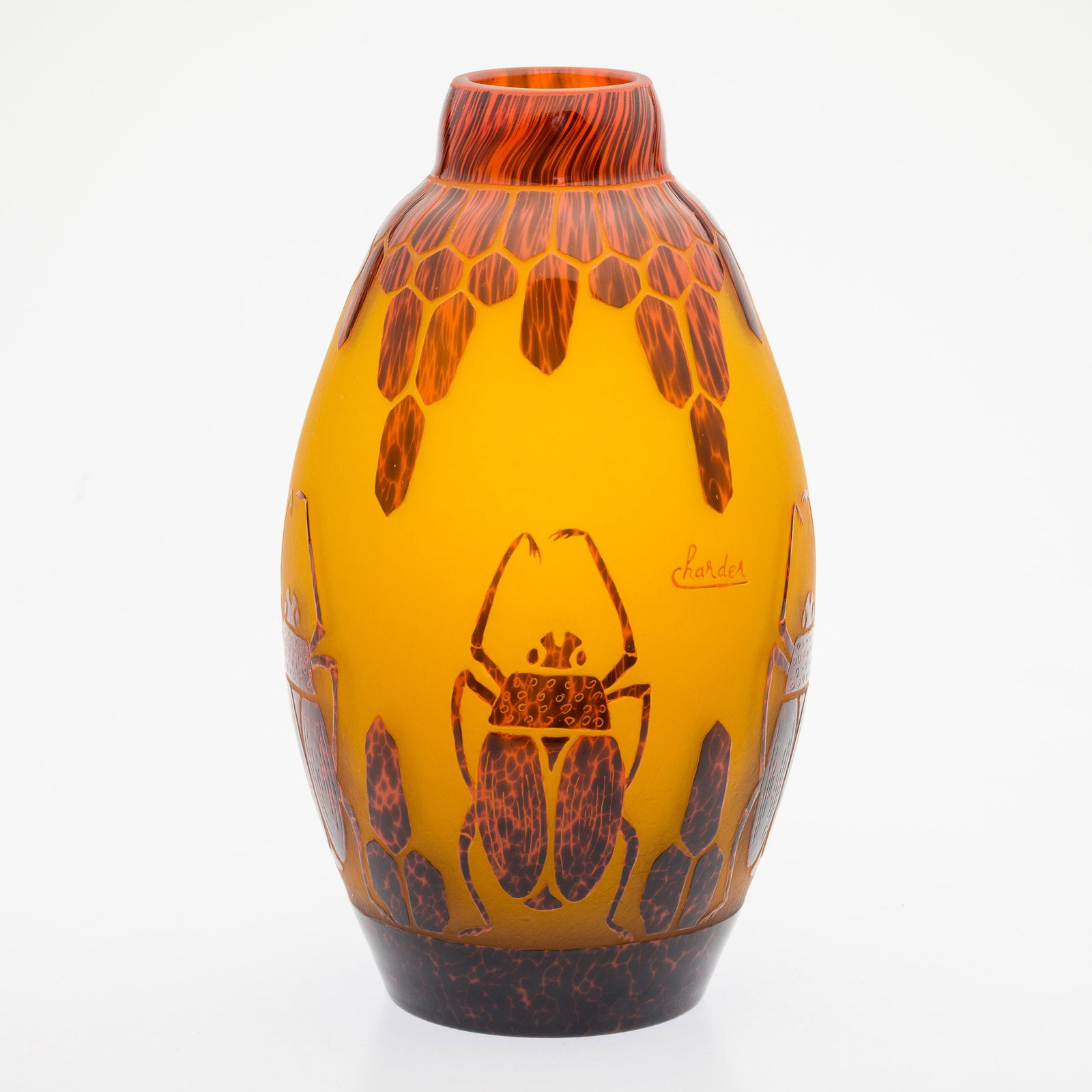 Charder Cameo Glass Vase with Beetles (1 of 8)