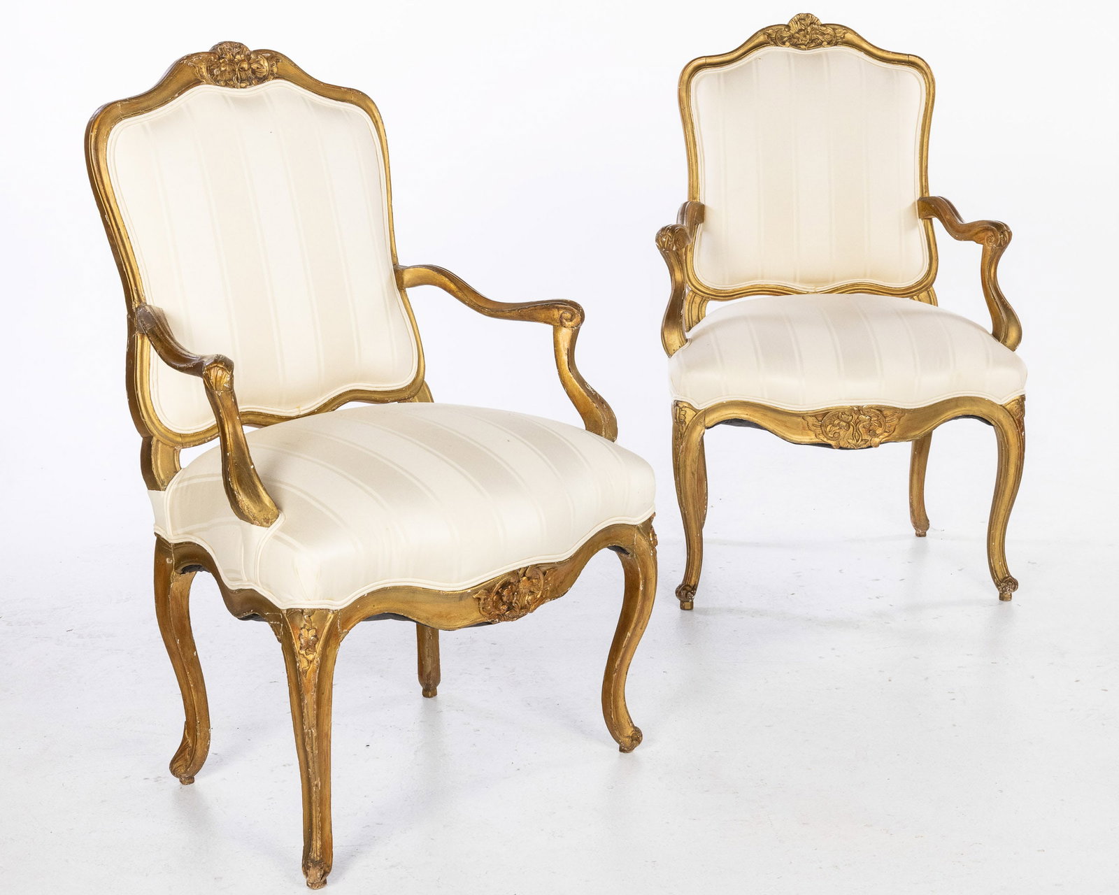 Pair of Louis XV Giltwood Open Armchairs, 18th C (1 of 19)