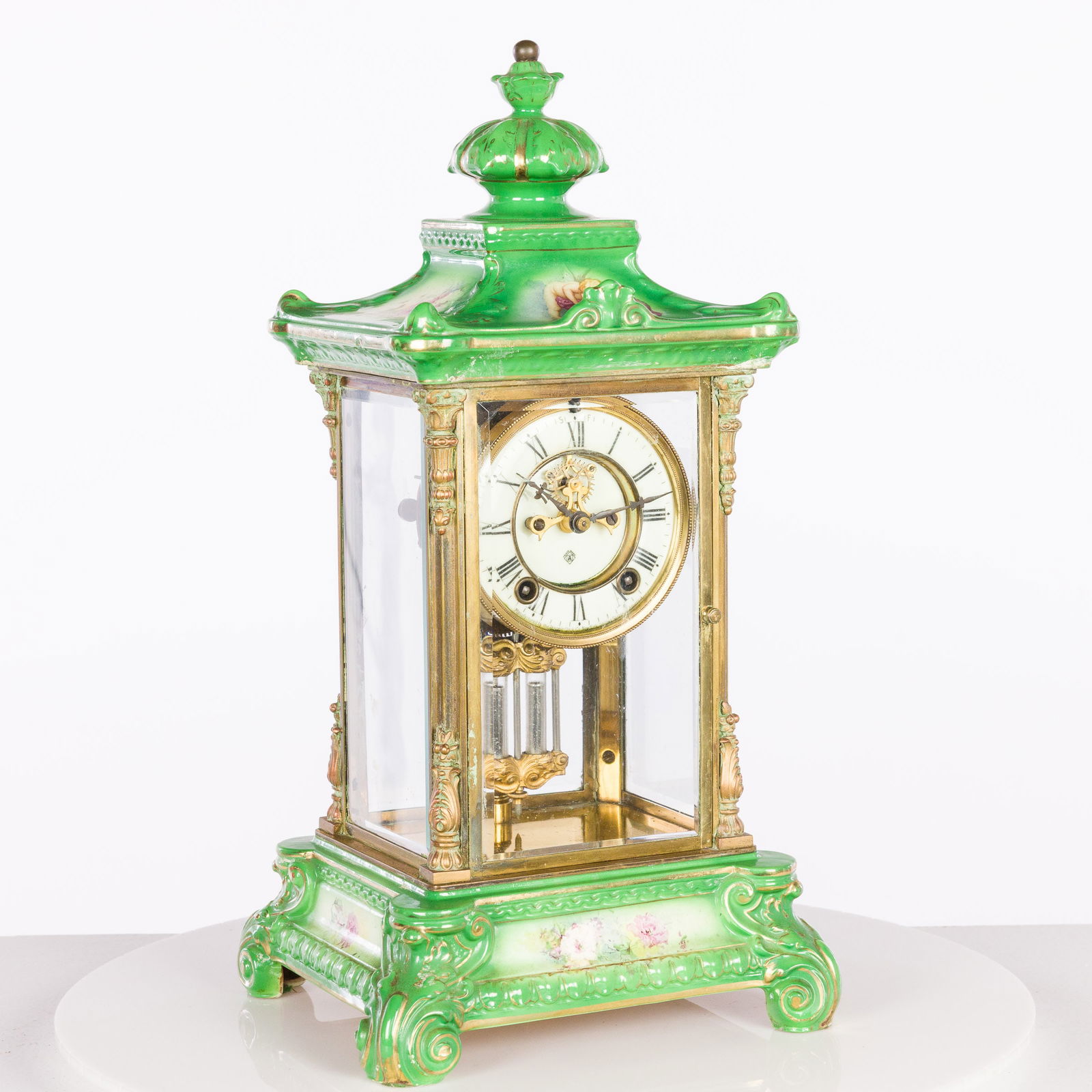 Ansonia Green Porcelain No 2 Crystal Regulator Clock (1 of 9)
