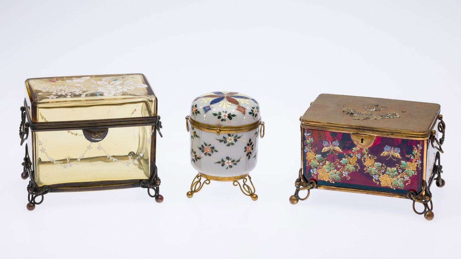 3 French Glass Boxes with Gilt Metal Mounts (1 of 18)