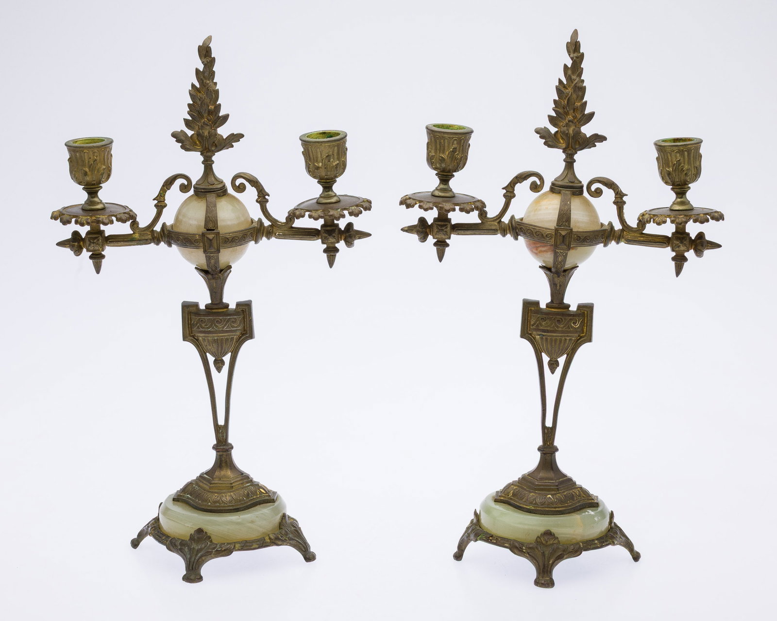 Pr French Gilt-metal & Alabaster Candelabras, 19th C (1 of 14)