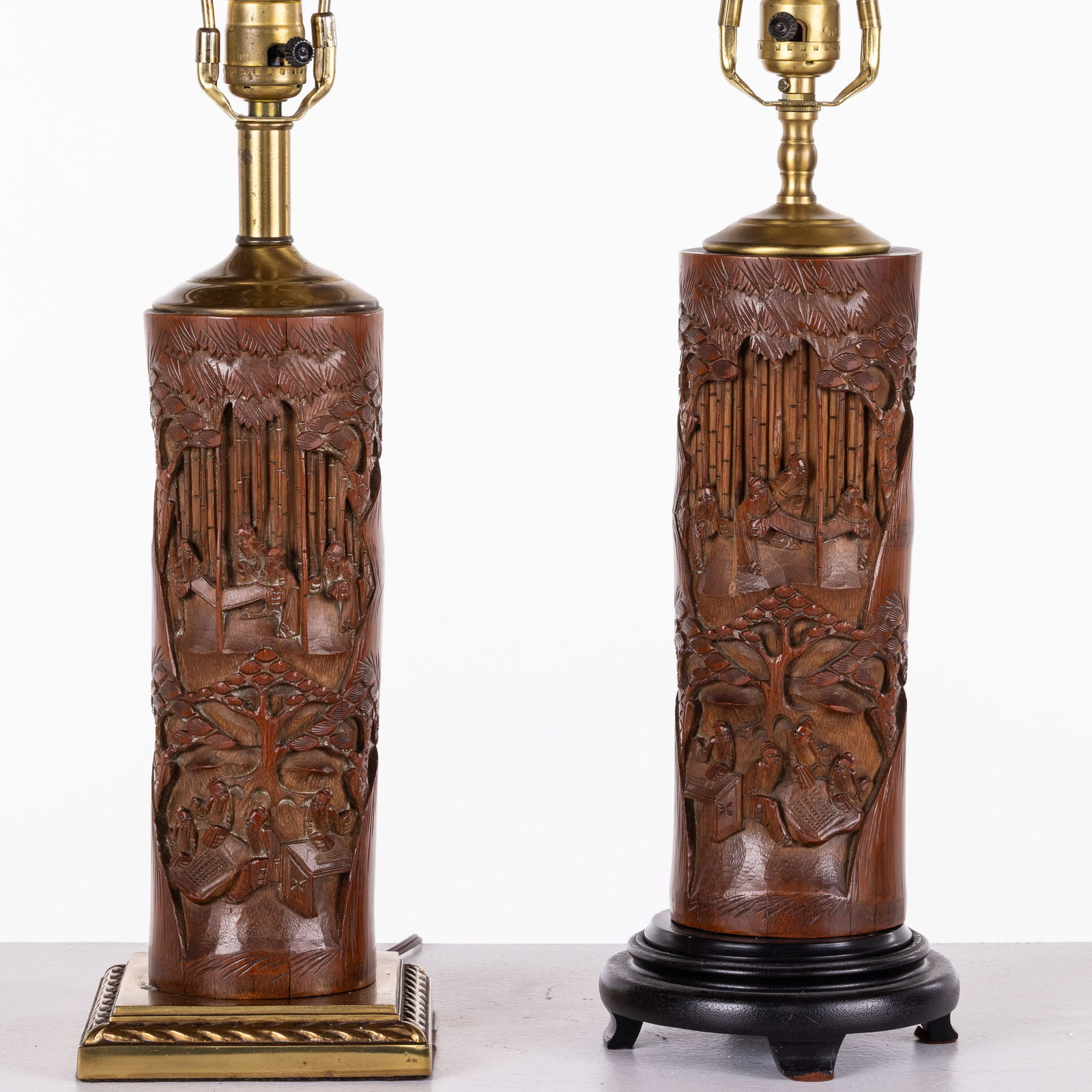 Two Asian Carved Bamboo Lamps (1 of 8)