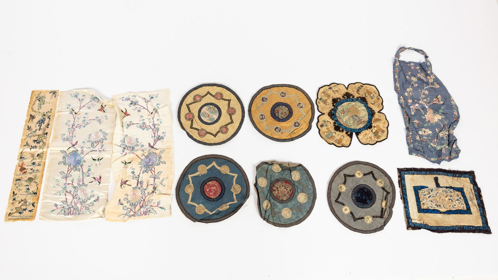 11 Chinese Embroidered Small Panels/Placemats (1 of 14)